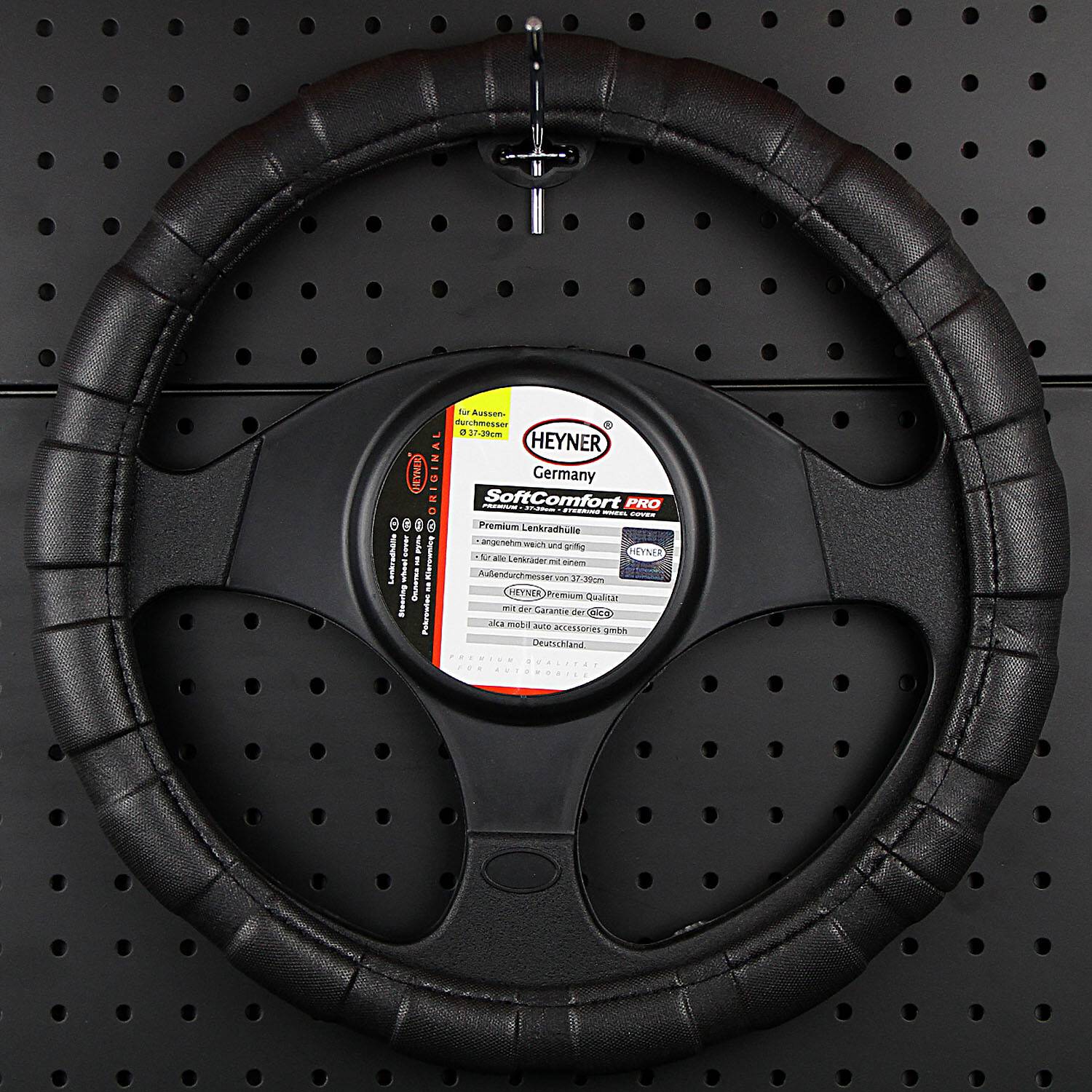 HEYNER® Lenkradhülle schwarz, 37-39cm Lenkradschoner, weich rutschfest, griffig,
