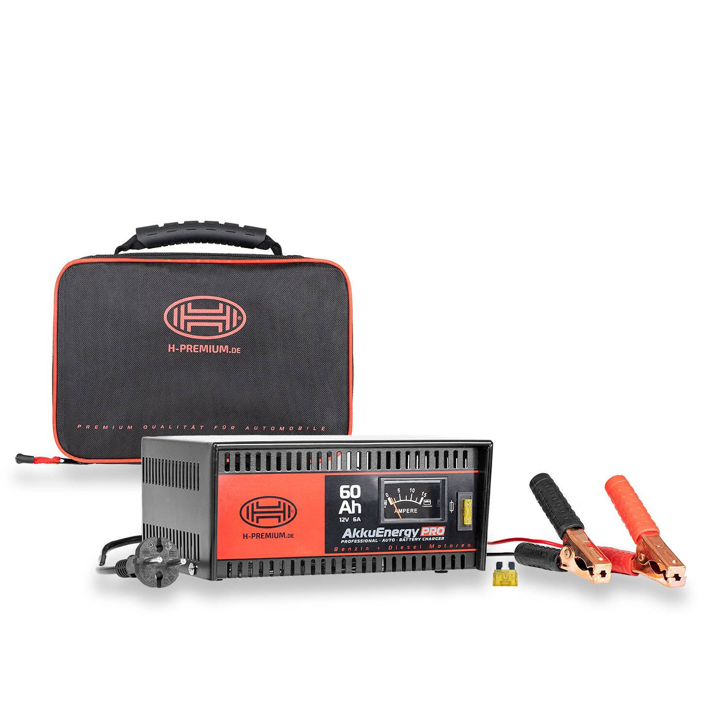 HEYNER® Batterieladegerät 12V 6A I Premium Ladegerät für AGM & Bleisäure Batterien mit Amperemeter, Sicherungsschutz &