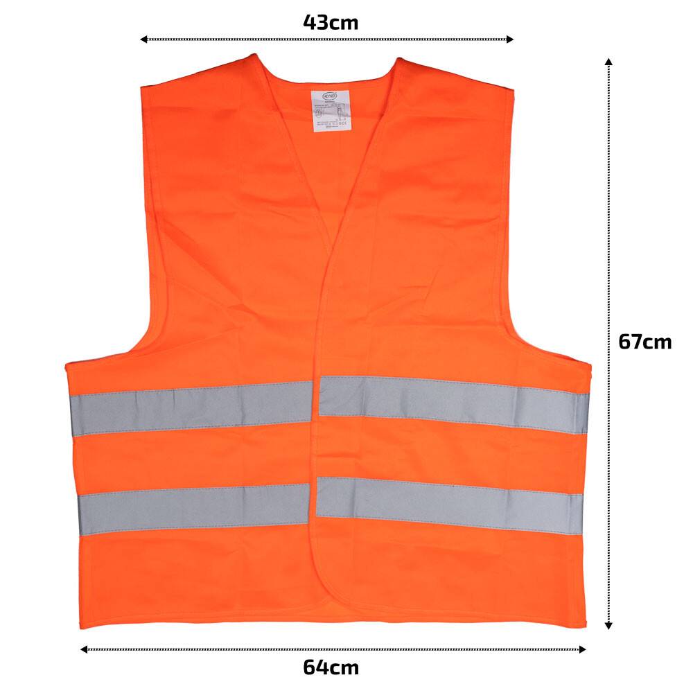 HEYNER® Warnweste mit Reflexstreifen & Klettverschluss, Orange in XL für Erwachsene, aus 100 % Polyester, bei 30°