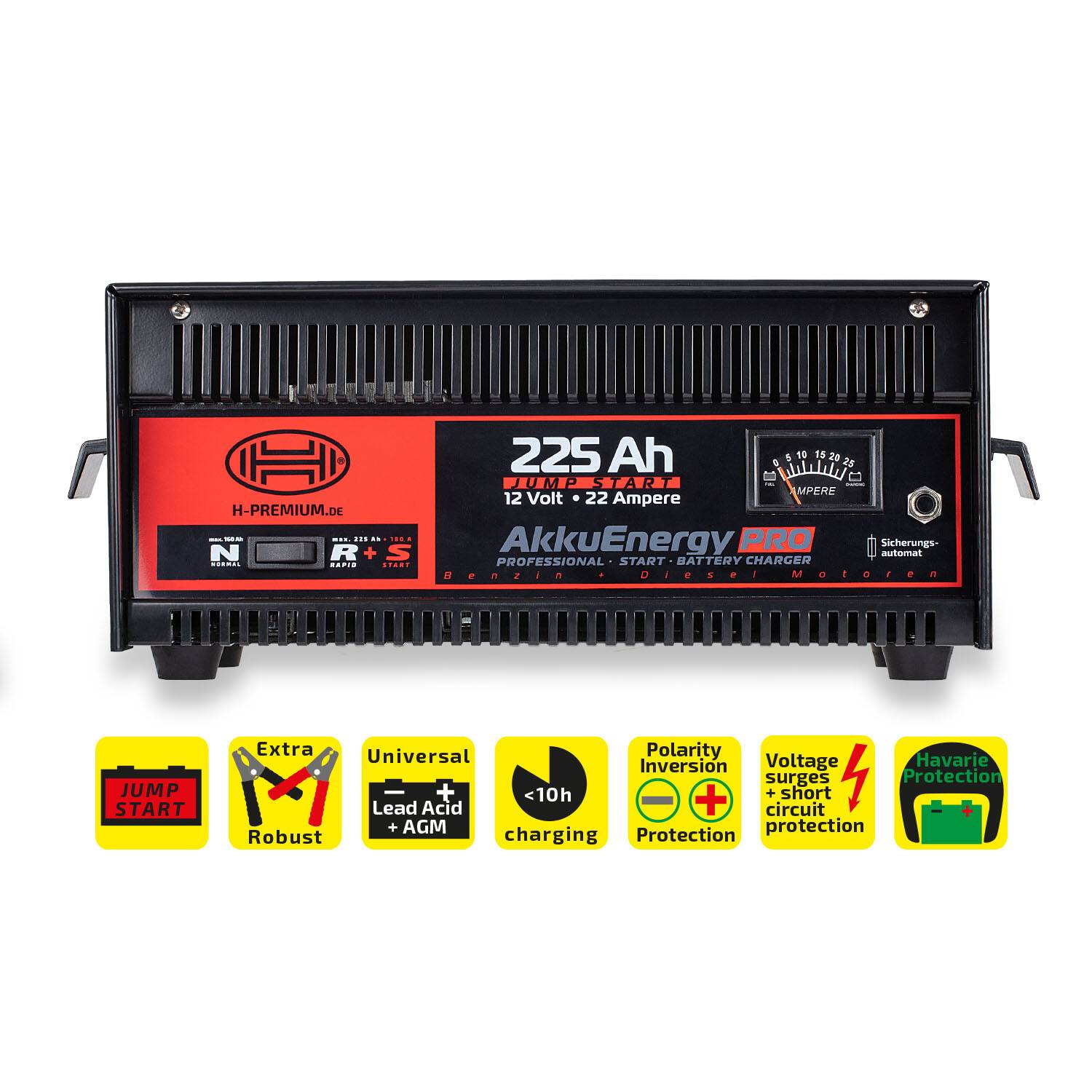 HEYNER® Batterieladegerät AkkuEnergy 22A – 12V, für 30–225 Ah,