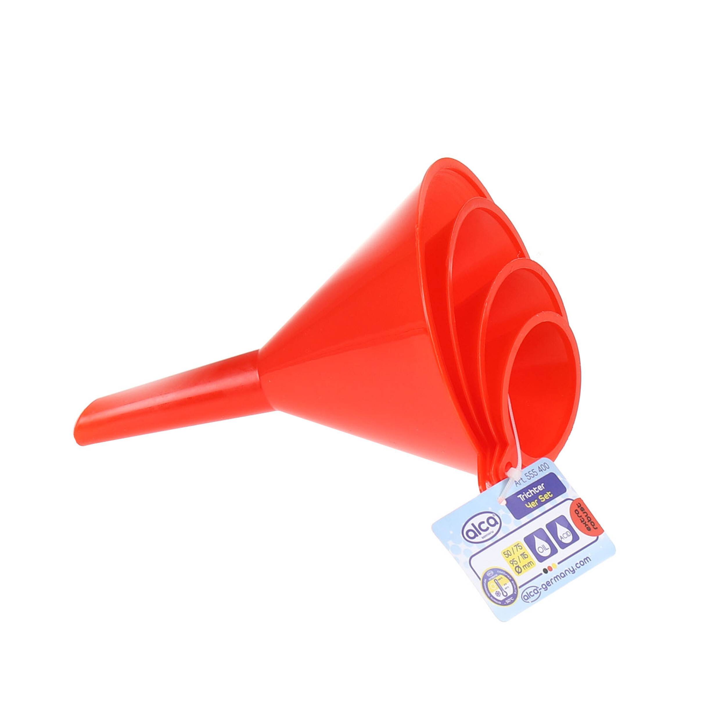 alca® Trichter 4er Set Kunststoff für Benzin Diesel und Flüssigkeiten