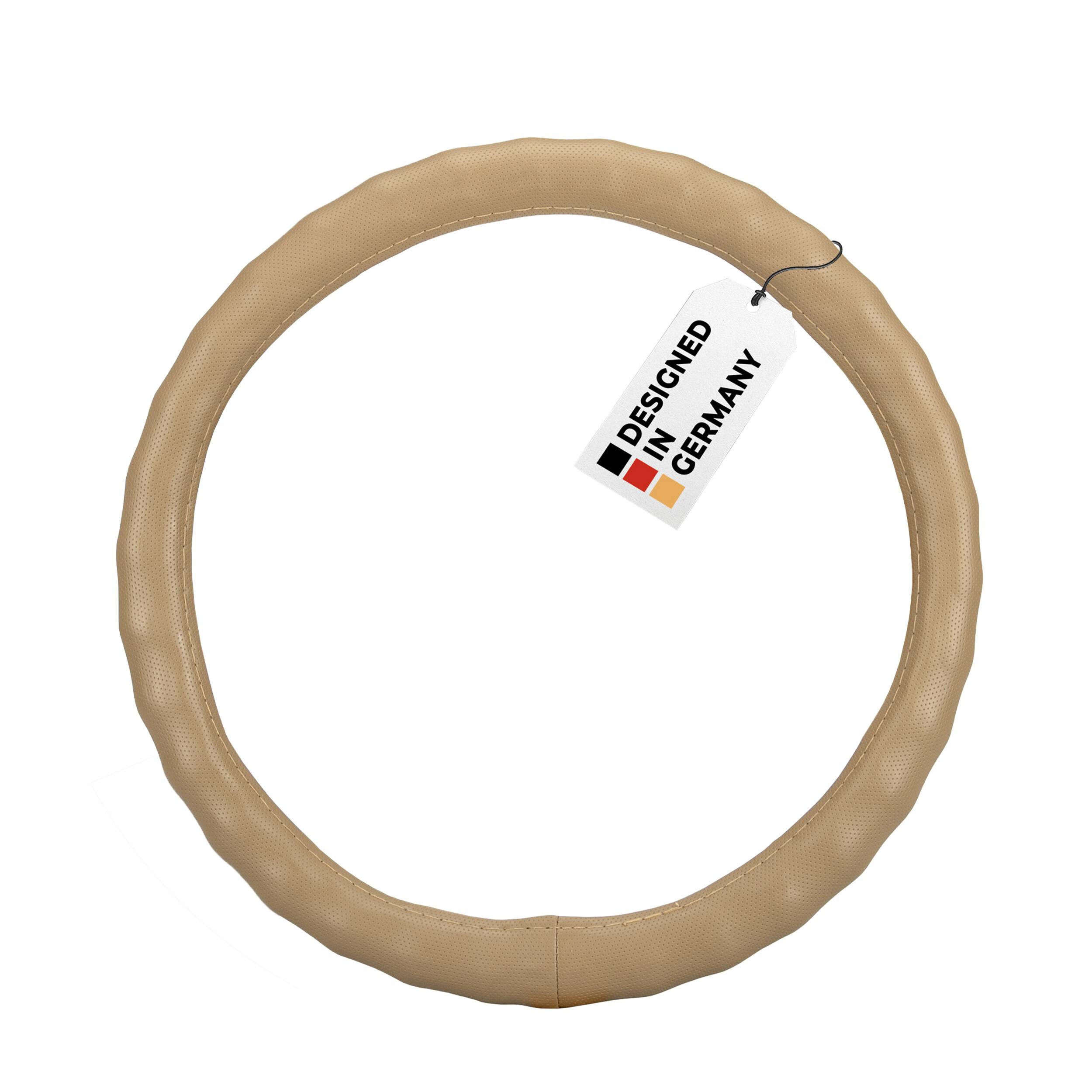 HEYNER® Lenkradhülle Auto 37–39 cm – weich, griffig, beige, soft perforiert, geruchsneutral, rutschfest