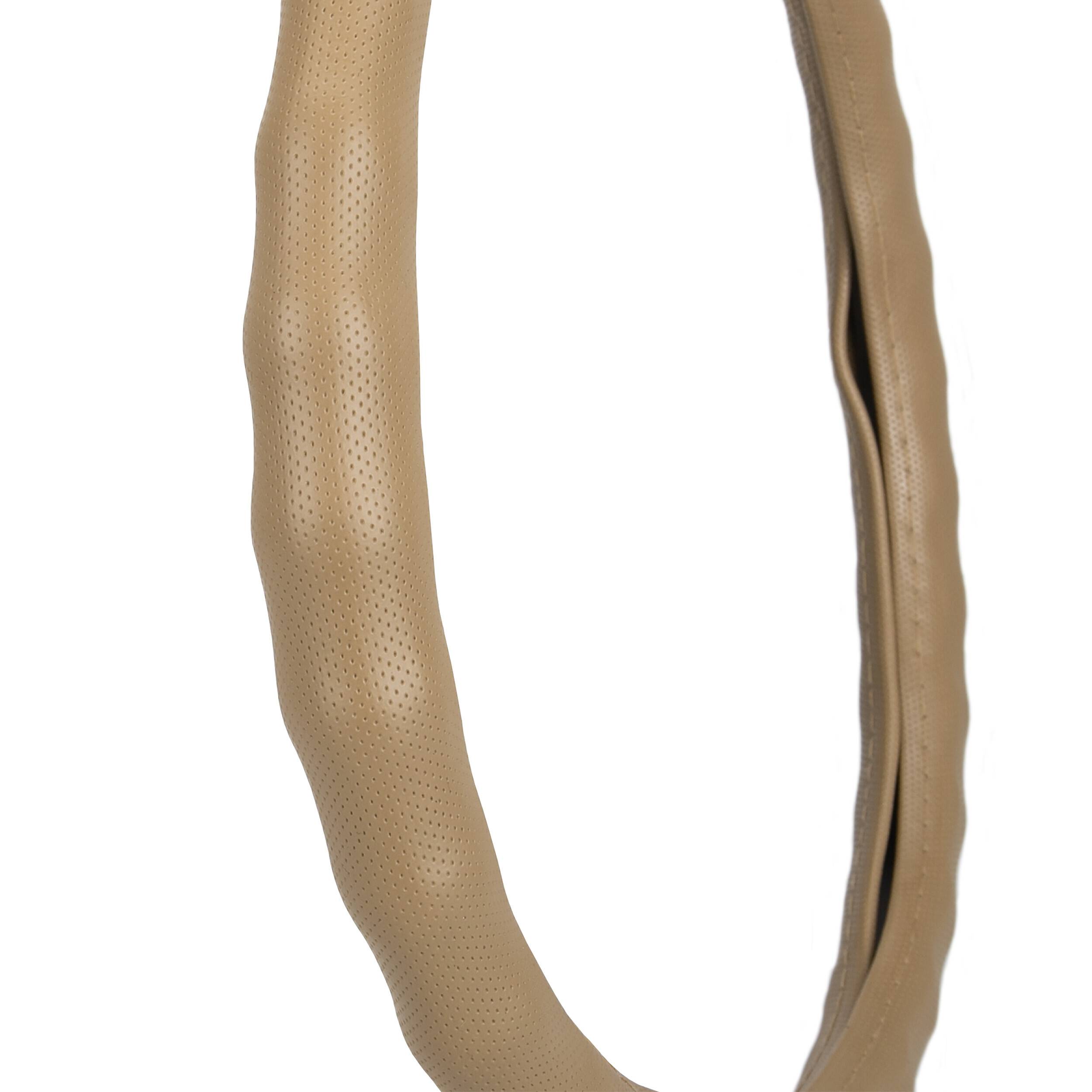 HEYNER® Lenkradhülle Auto 37–39 cm – weich, griffig, beige, soft perforiert, geruchsneutral, rutschfest