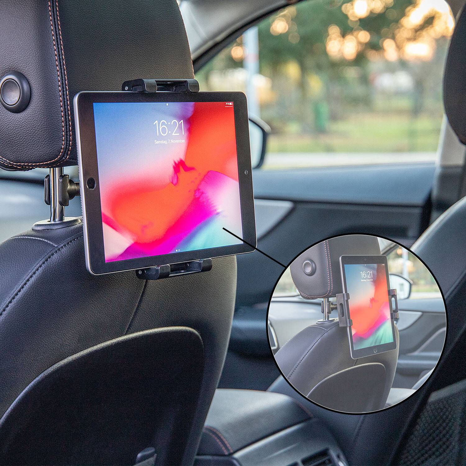 HEYNER® Tablethalter Auto Kopfstütze 4,7-13 Zoll 360° drehbar verstellbar