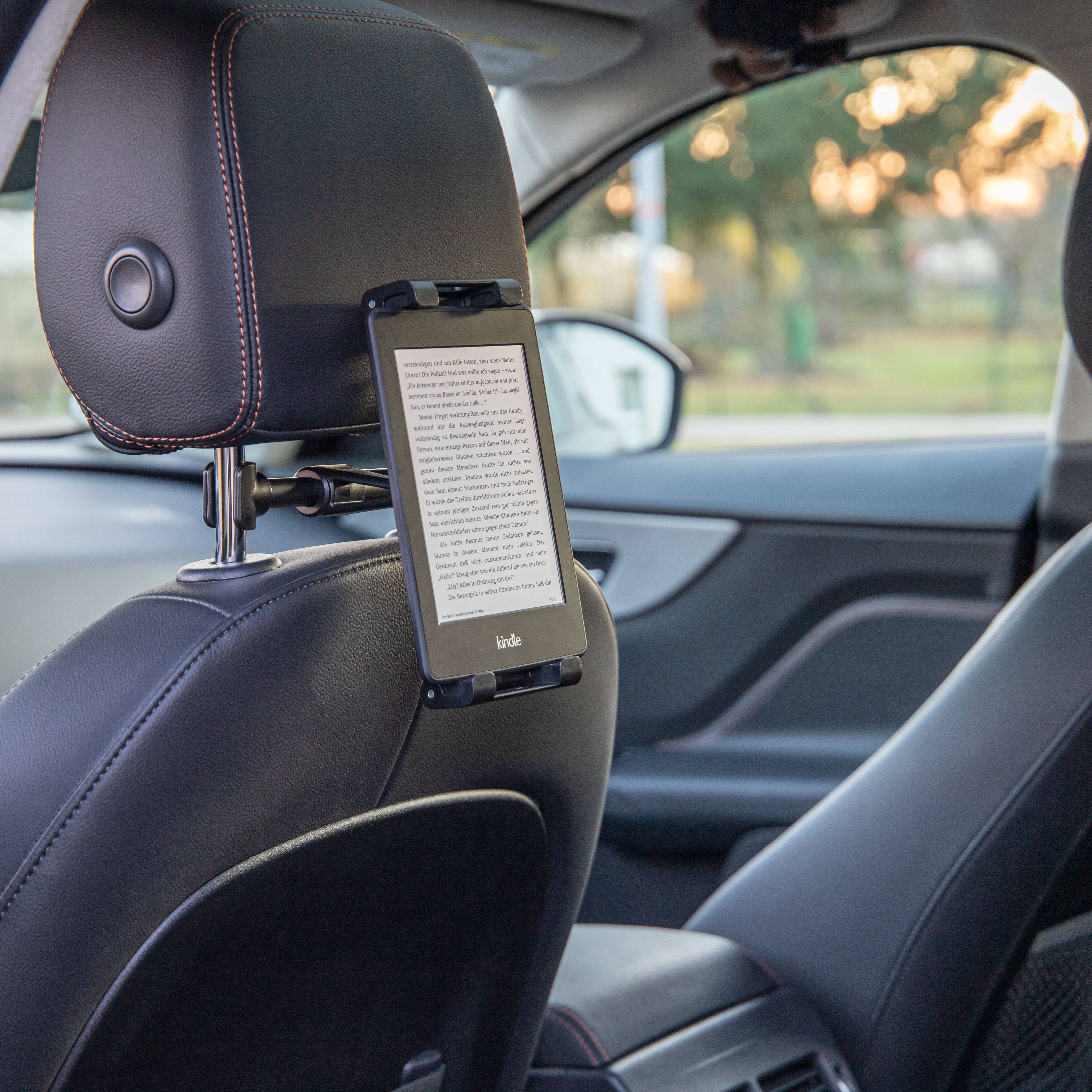 HEYNER® Tablethalter Auto Kopfstütze 4,7-13 Zoll 360° drehbar verstellbar Universal Tablet Smartphone Halterung