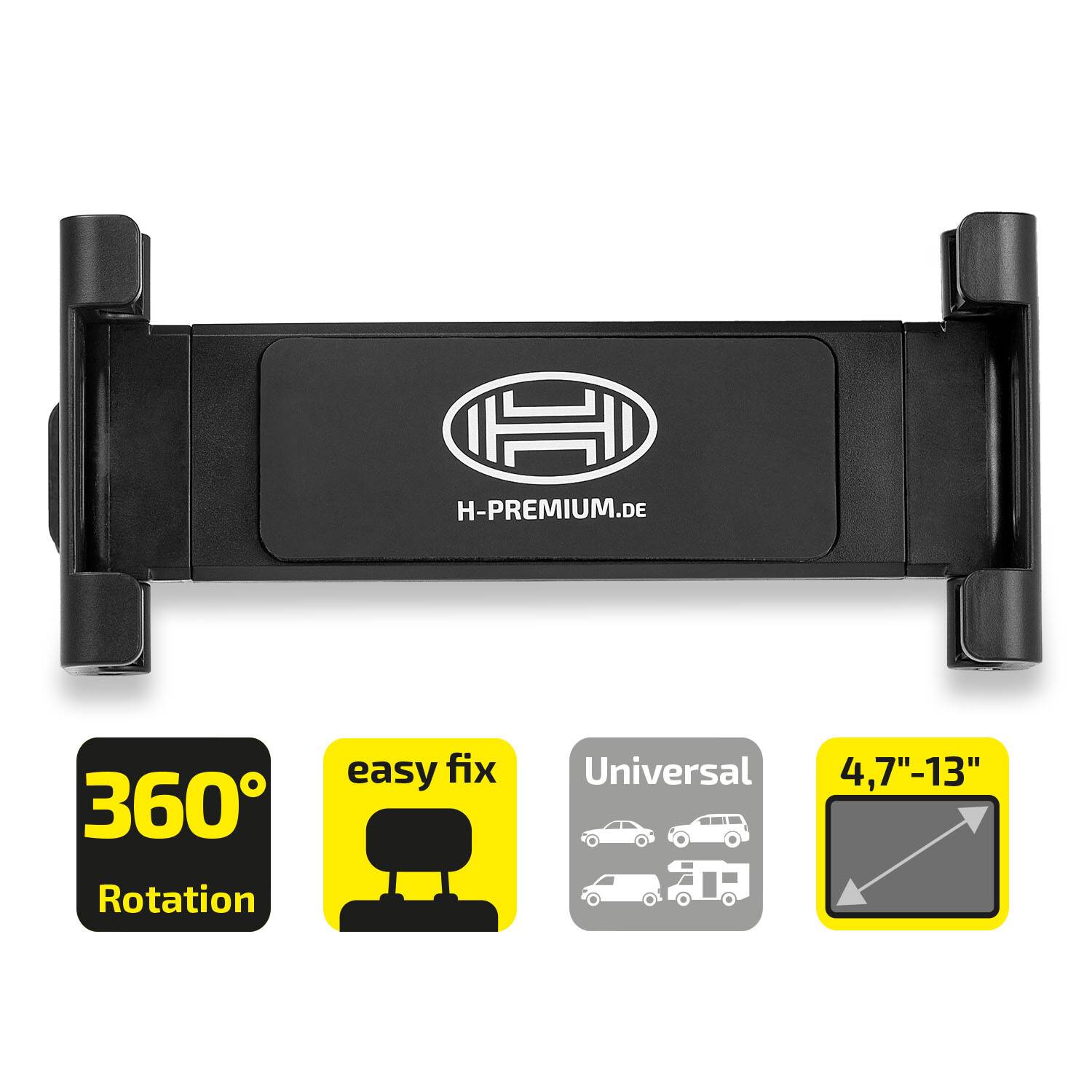 HEYNER® Tablethalter Auto Kopfstütze 4,7-13 Zoll 360° drehbar verstellbar