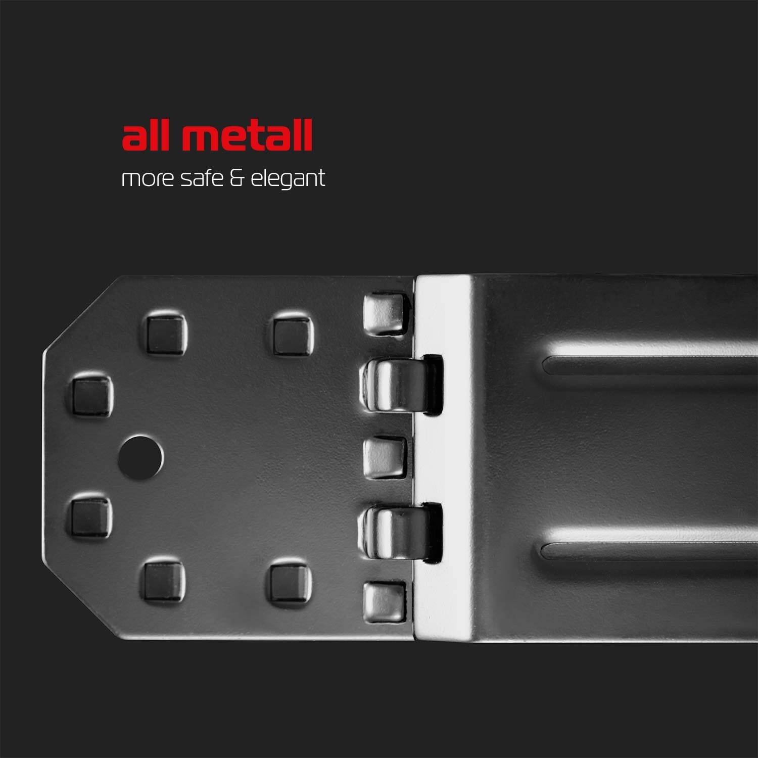 Ein Metallscharnier mit eleganter Ausführung auf dunklem Hintergrund, mit dem Text 