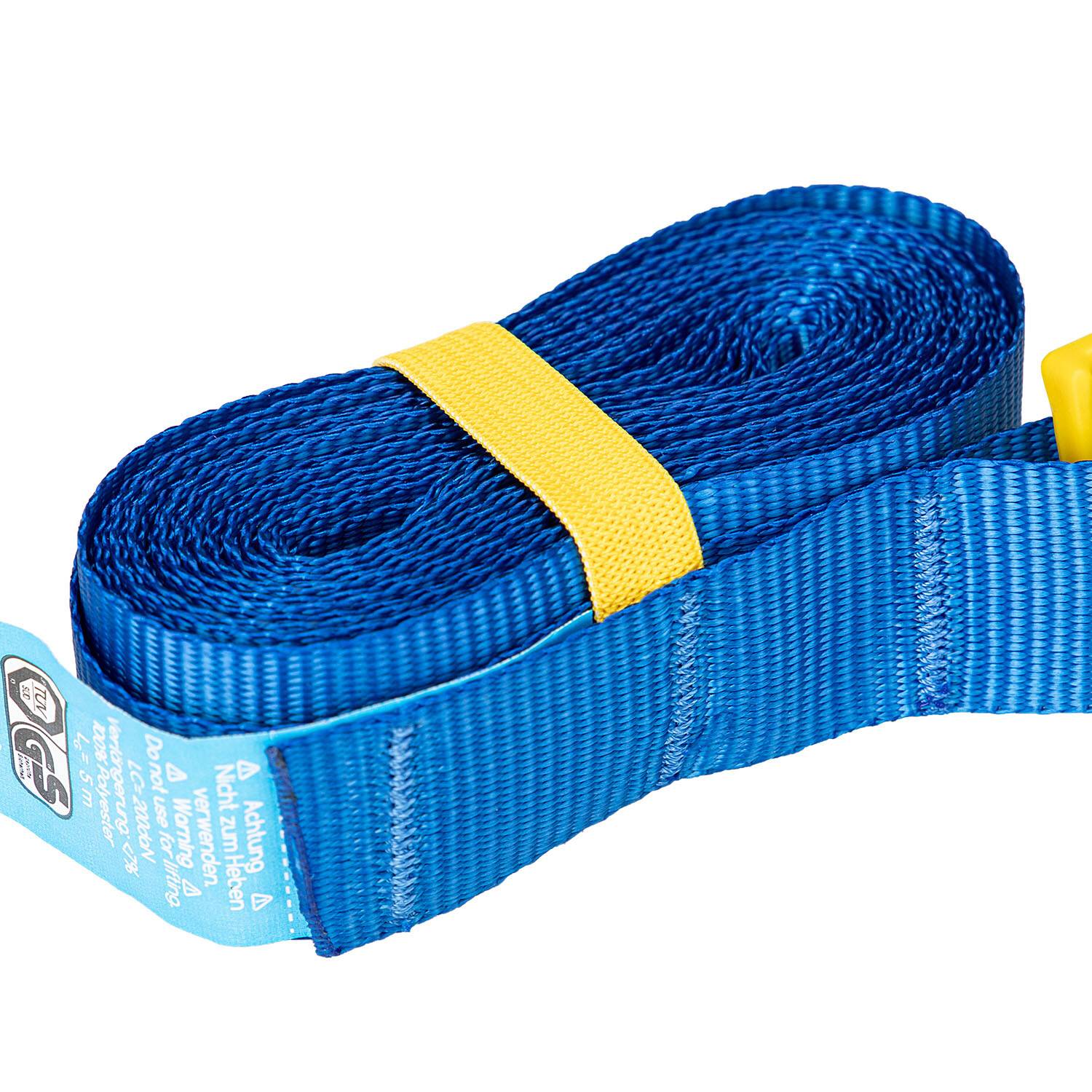 alca® Spanngurt mit Schnallenschutz 25 mm x 5,0 m, 200 daN, blau, verstellbar mit Klemmschloss, Zurrgurt, Spanner,
