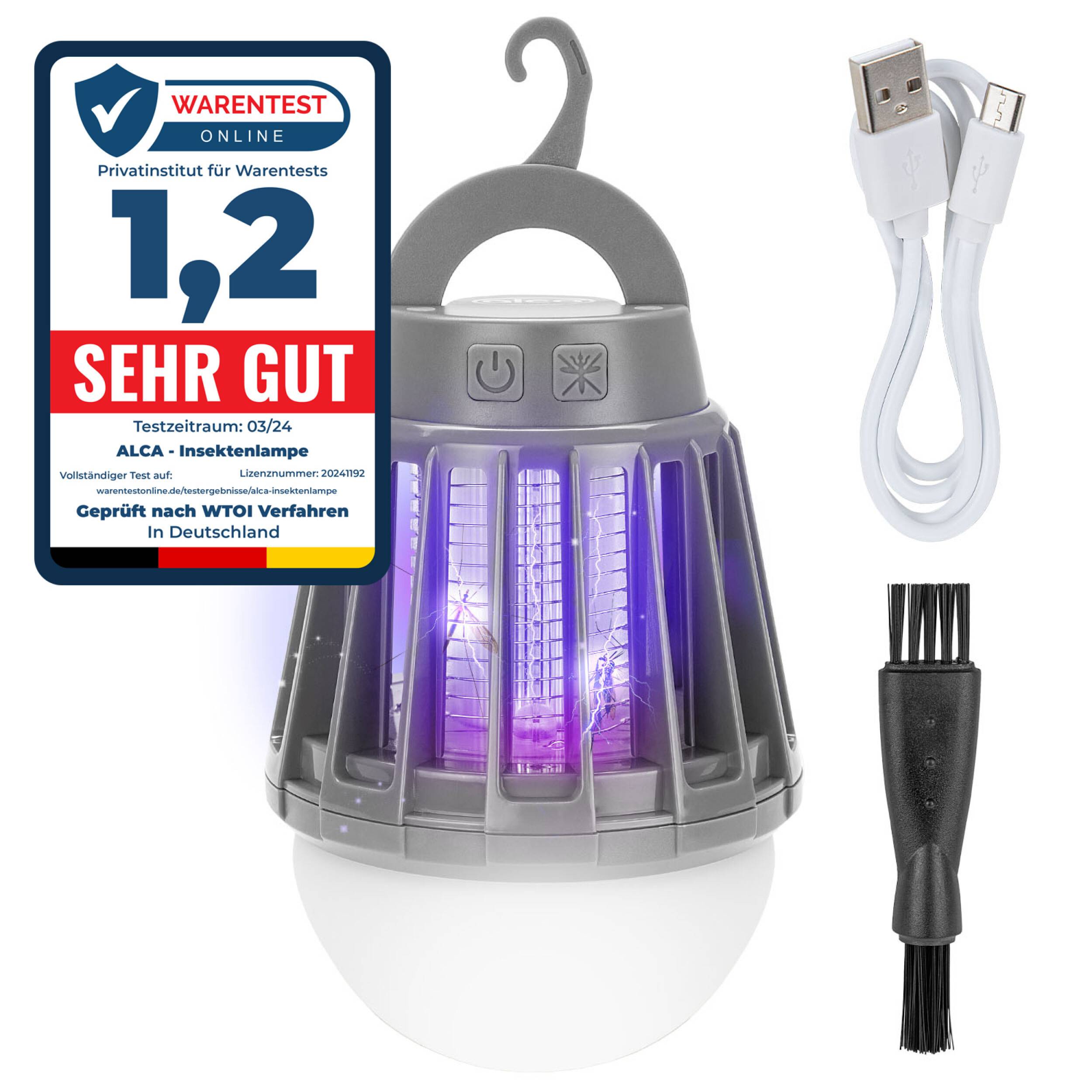 alca® Insektenlampe Akku USB 3in1 Campinglampe Mückenvernichter Insektenschutz