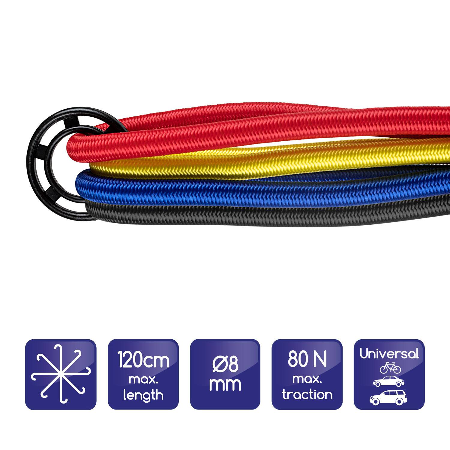 alca® Gepäckspinne 8 x 40cm Oktopus Gummi-Spannseile 8-Armig Elastisch Gepäckspanner mit Stahlhaken Sichern und Tragen