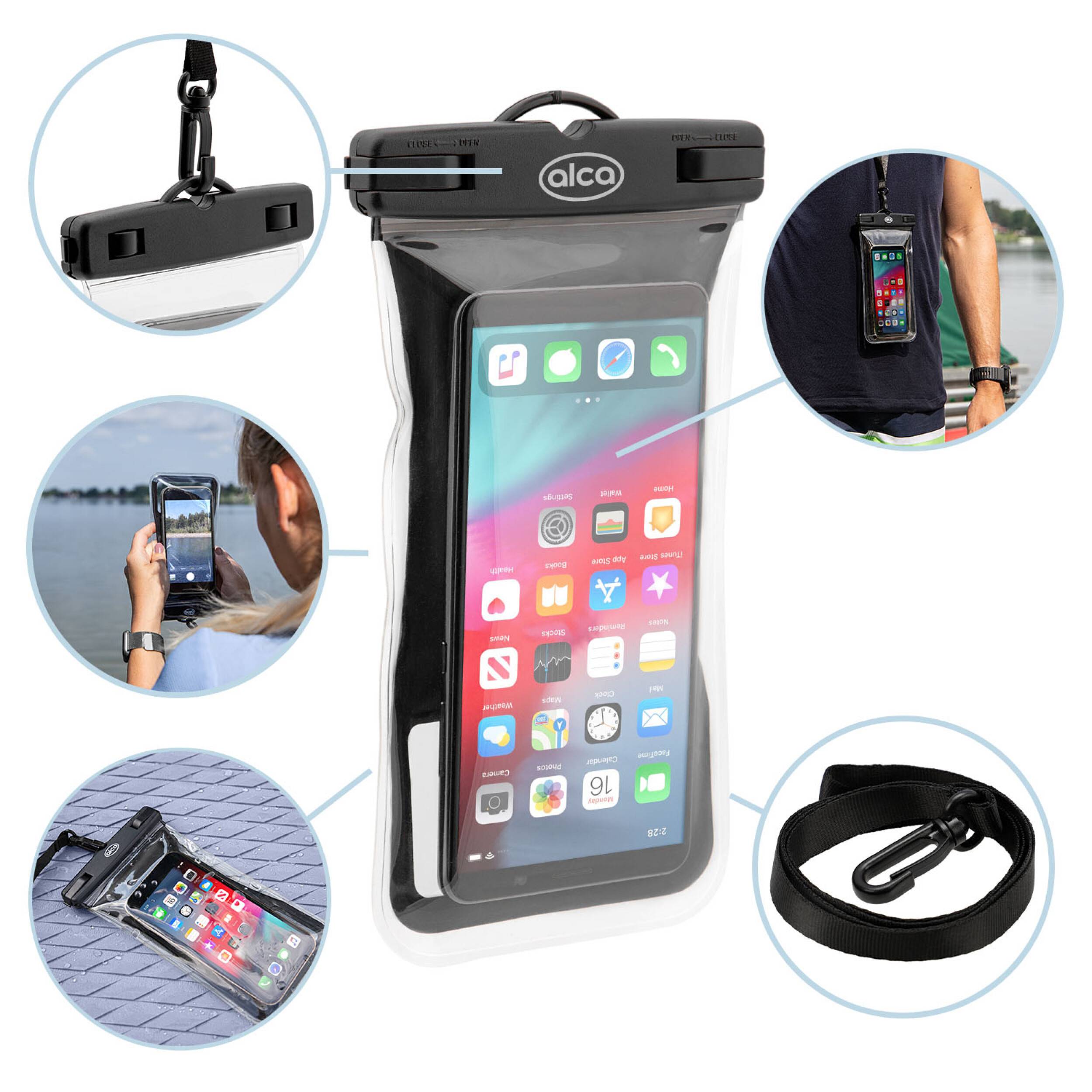 alca® Wasserdichte Handyhülle floating Smartphones Unterwasser Handytasche IPX8 bis zu 6,6 Zoll Case passend für iPhone