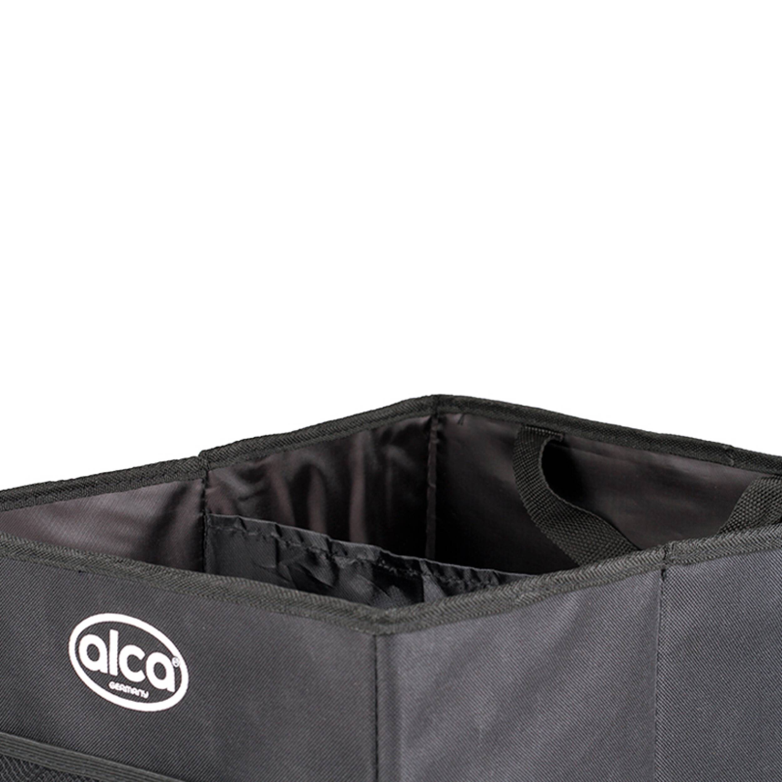 alca® Organizer Kofferraum Tasche Auto Box Autotasche Faltbar Universell verstärkter Boden stabil Schwarz 2 Fächer