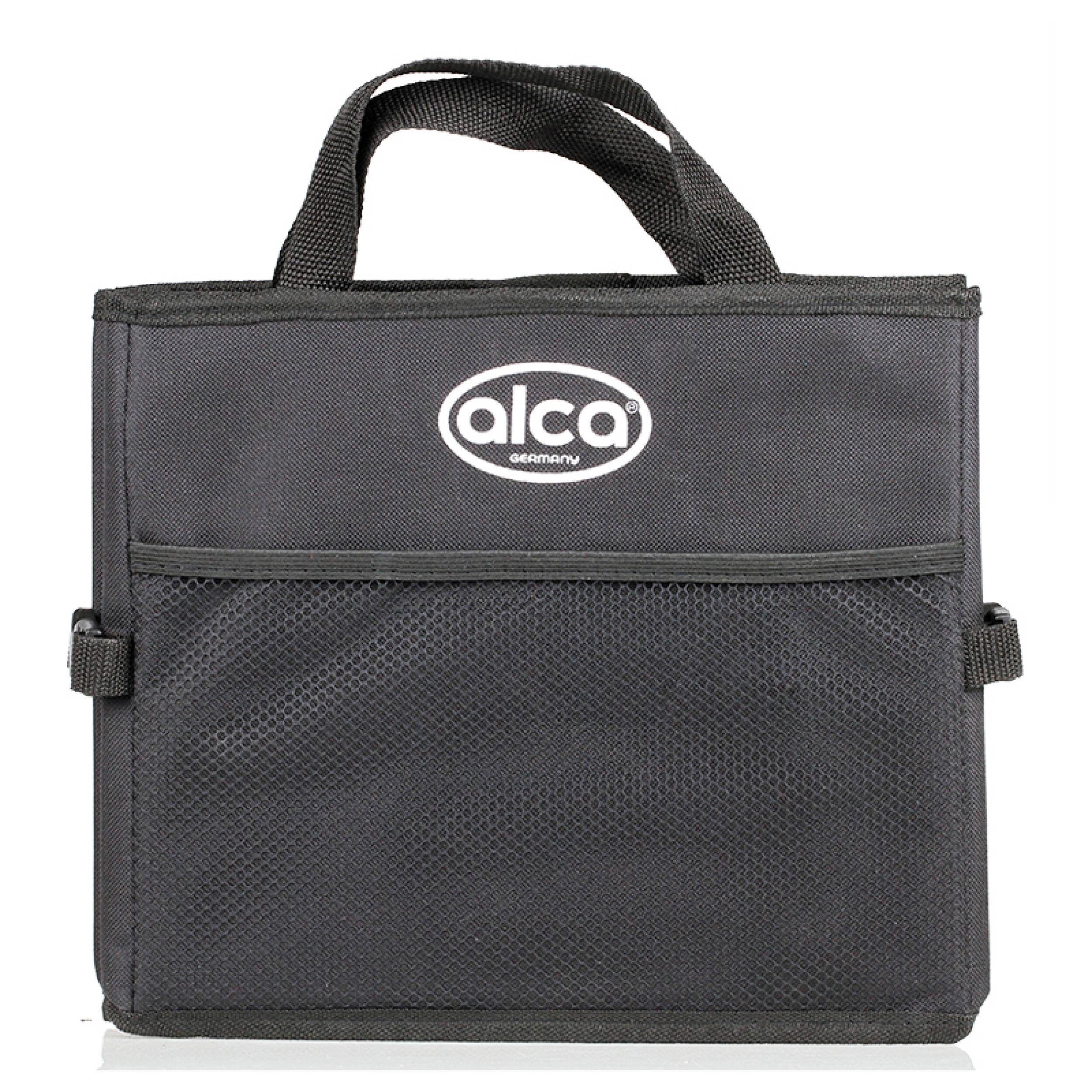 alca® Organizer Kofferraum Tasche Auto Box Autotasche Faltbar Universell verstärkter Boden stabil Schwarz 2 Fächer