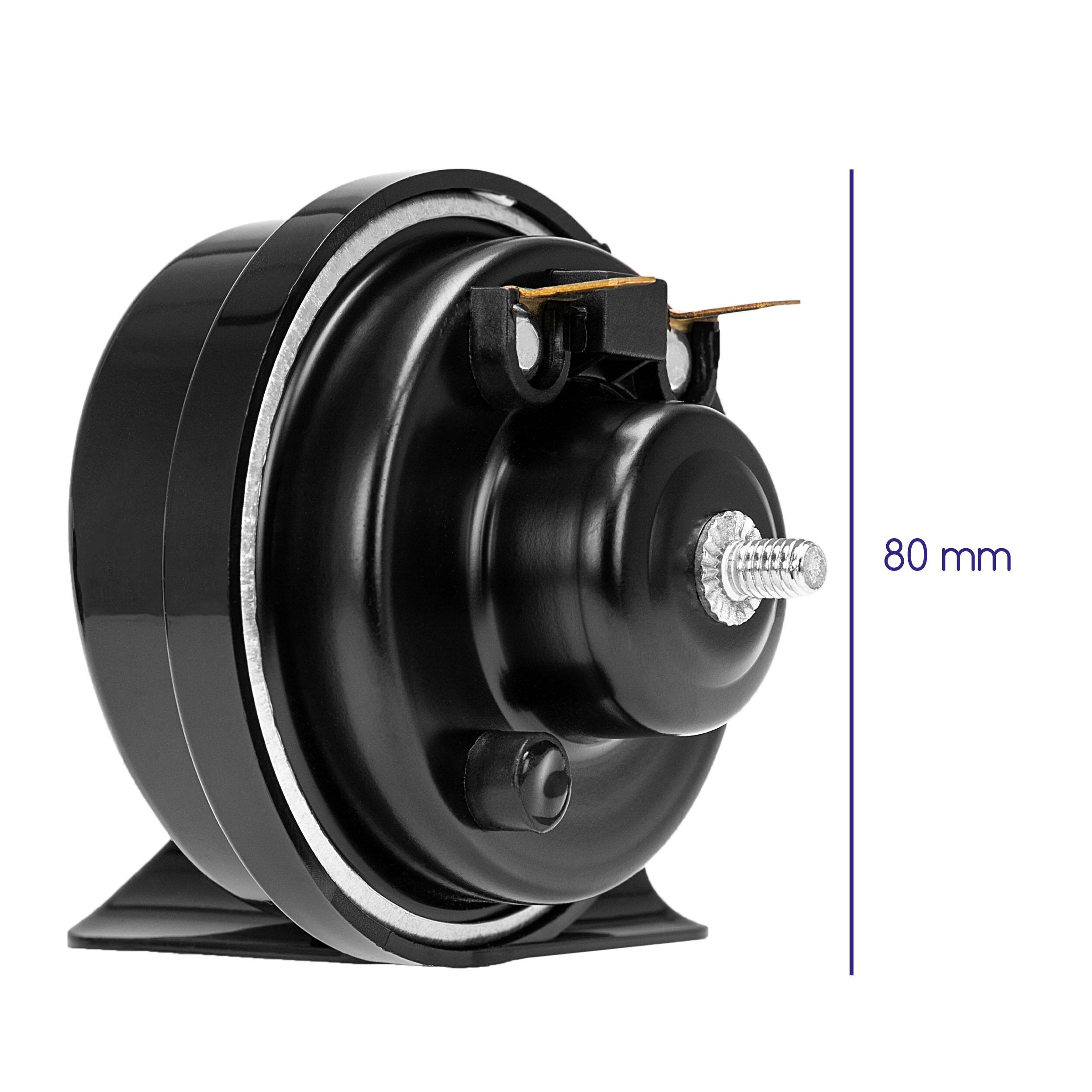 alca® Hupe Hoch-Tief 12 V elektrisch 480 Hz / 410 Hz Frequenz 110 dB laut schwarze Farbe universell für viele Fahrzeuge