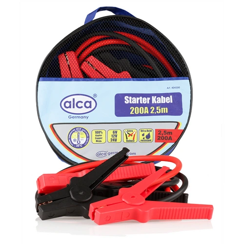 alca® Starthilfekabel max. 200 A - 2,51 qmm - 2 x 2,5 m - Vollkupferkabel - runde Aufbewahrungstasche - Rot & Schwarz alca® Starthilfekabel max. 200 A - 2,51 qmm - 2 x 2,5 m - Vollkupferkabel - runde Aufbewahrungstasche - Rot & Schwarz