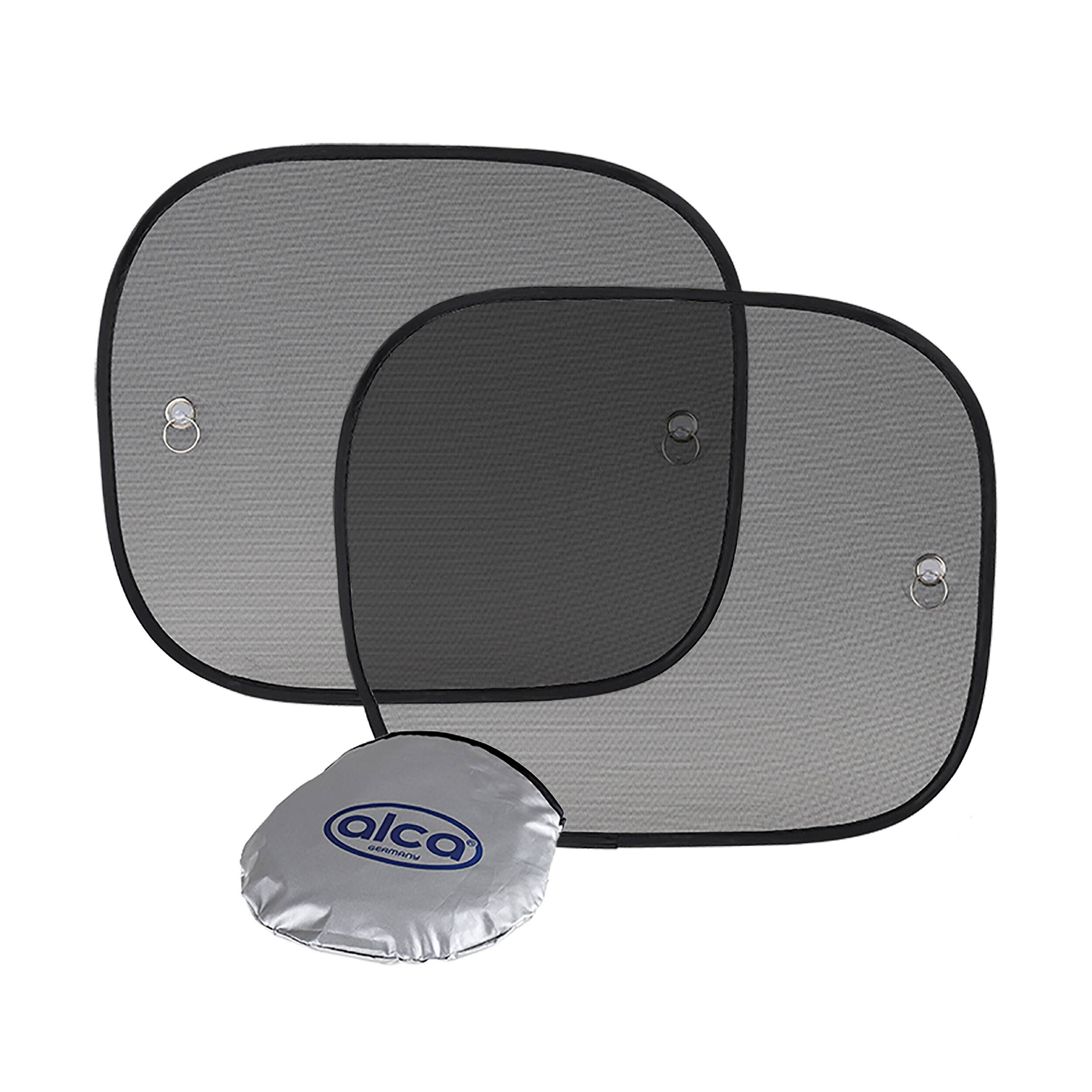 alca® Auto-Sonnenschutz 44x36cm 2er Set Autofenster Sonnenblende UV Schutz Befestigung mit Saugnäpfen Scheibe