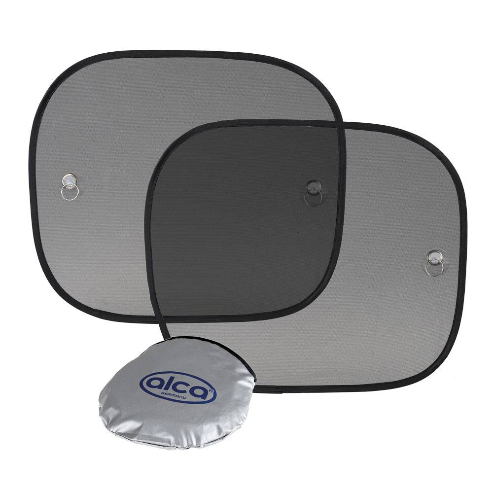 alca® Auto-Sonnenschutz 44x36cm 2er Set Autofenster Sonnenblende UV Schutz Befestigung mit Saugnäpfen Scheibe
