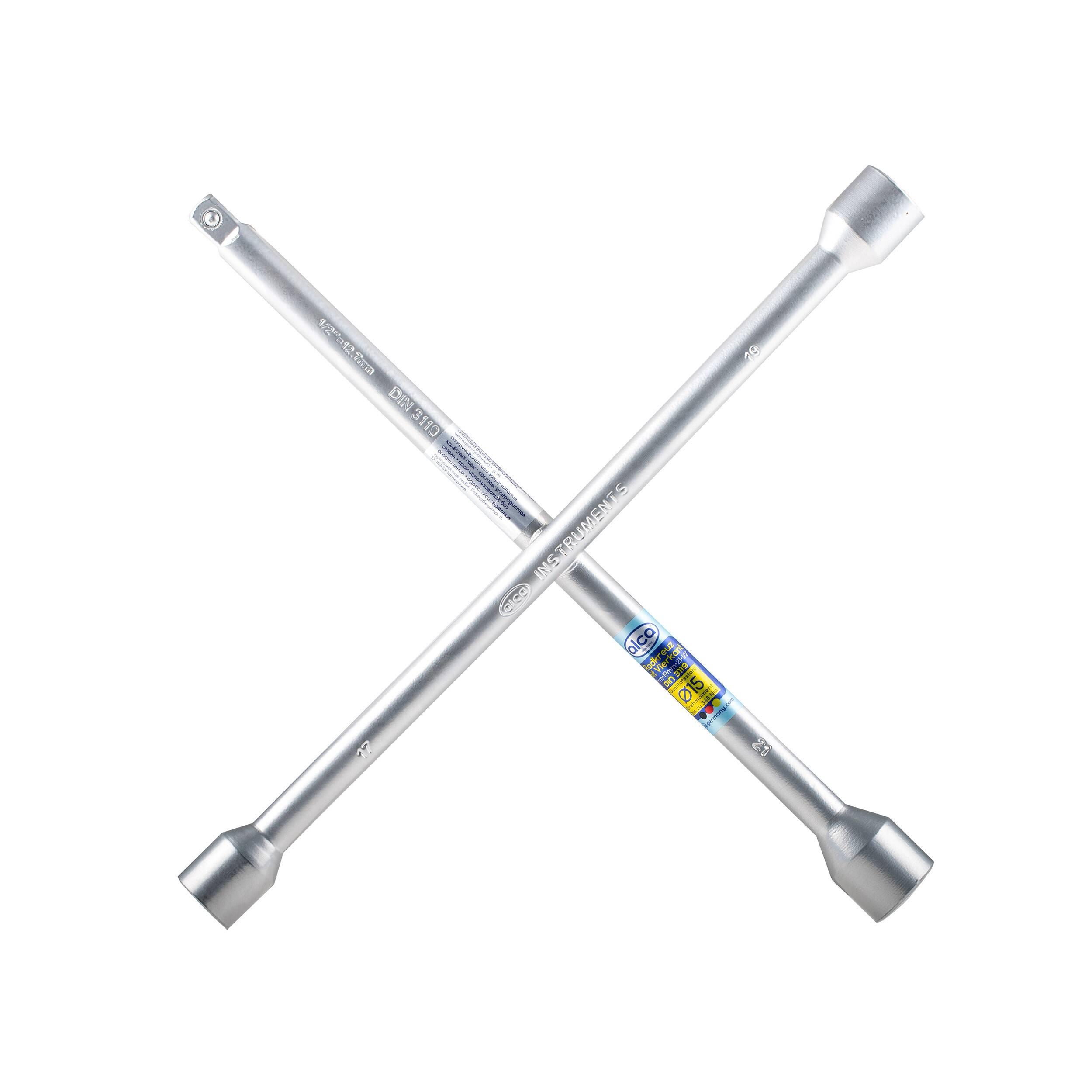 alca® Radkreuzschlüssel 1/2" Vierkant 17 19 21 Universal Rad Kreuzschlüssel Radschlüssel mit Gelenk Radmuttern Stahl in