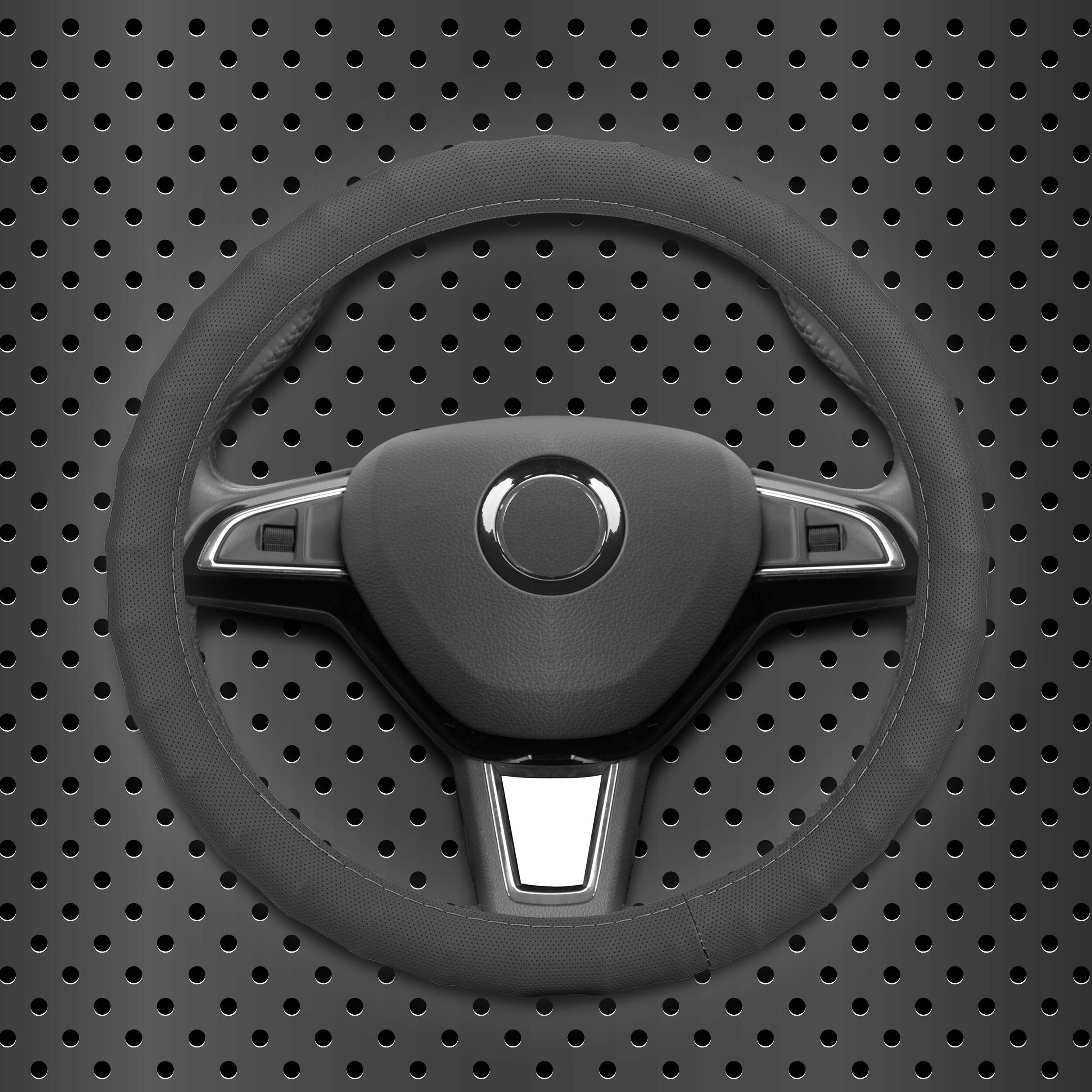 HEYNER® Lenkradhülle 37–39 cm – weich, griffig, grau, soft perforiert, geruchsneutral, rutschfest