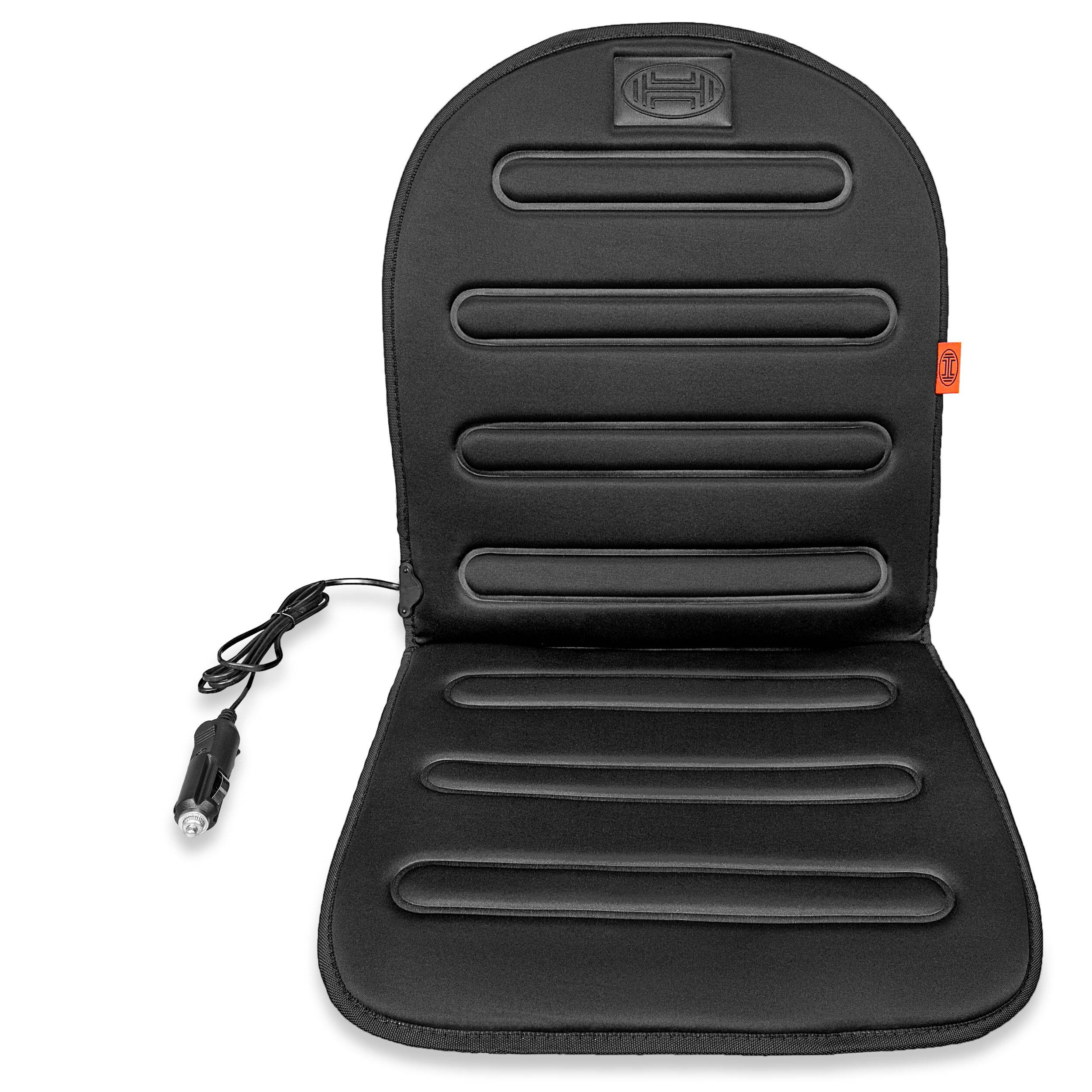 HEYNER® Sitzauflage beheizbar, für 12V Zigarettenanzünder, schwarz mit voller Rückenlehne, Sitzschoner im Auto