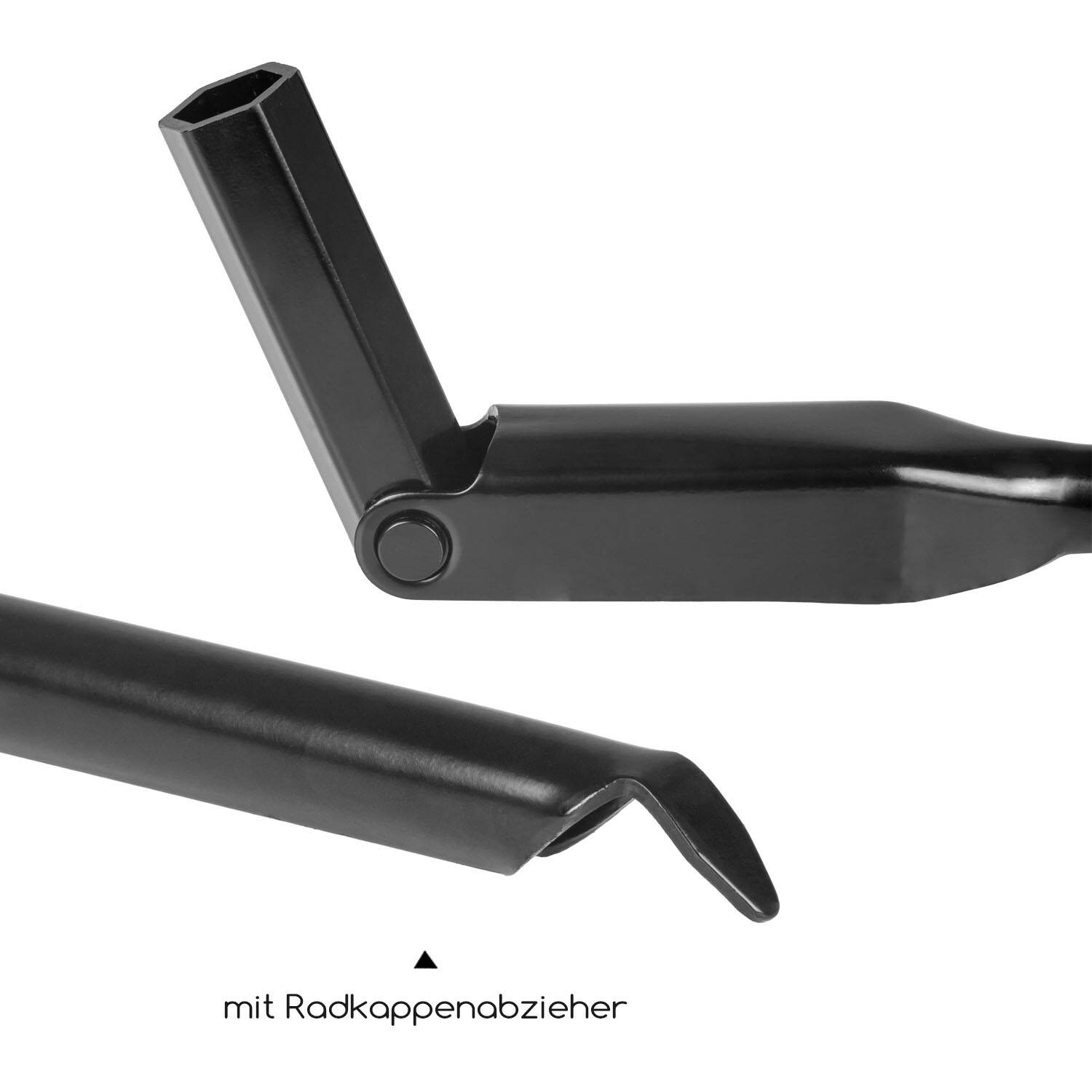 alca® Faltbarer Radmutterschlüssel 19 mm I mit Radkappenabzieher I Hebel bis 35 cm Länge I Universaler Radschlüssel für