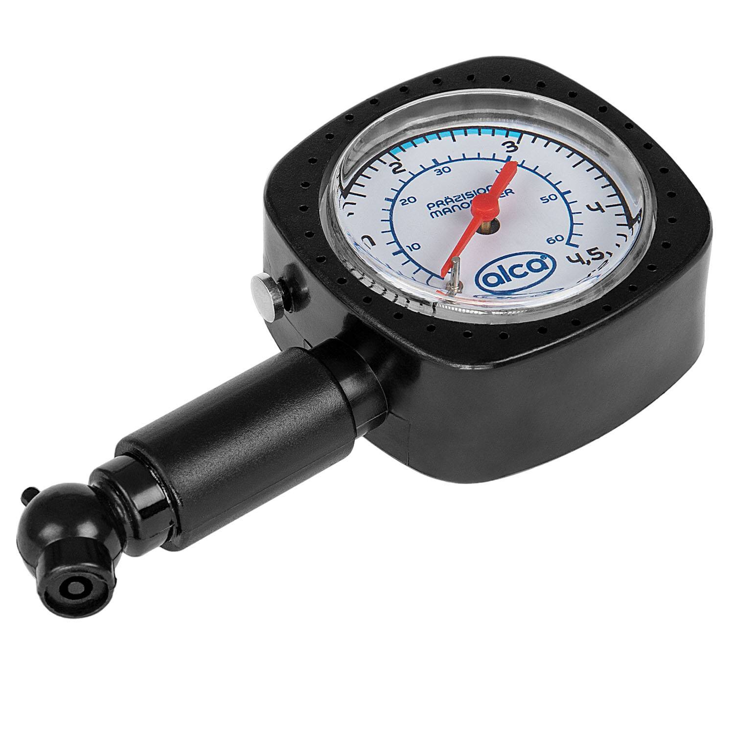 alca® Reifendruckprüfer mit Manometer bis 4,5 bar, mit Memory-Funktion Luftdruckprüfer für Schraderventil am Auto