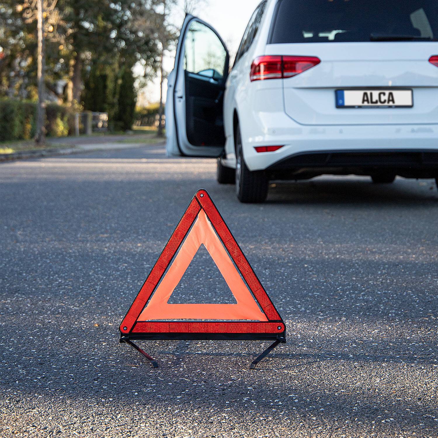 alca® Warndreieck, inkl. ECE-Zertifikat, Auto Pannenhilfe zugelassenes Pannendreieck, für Auto, Lkw &