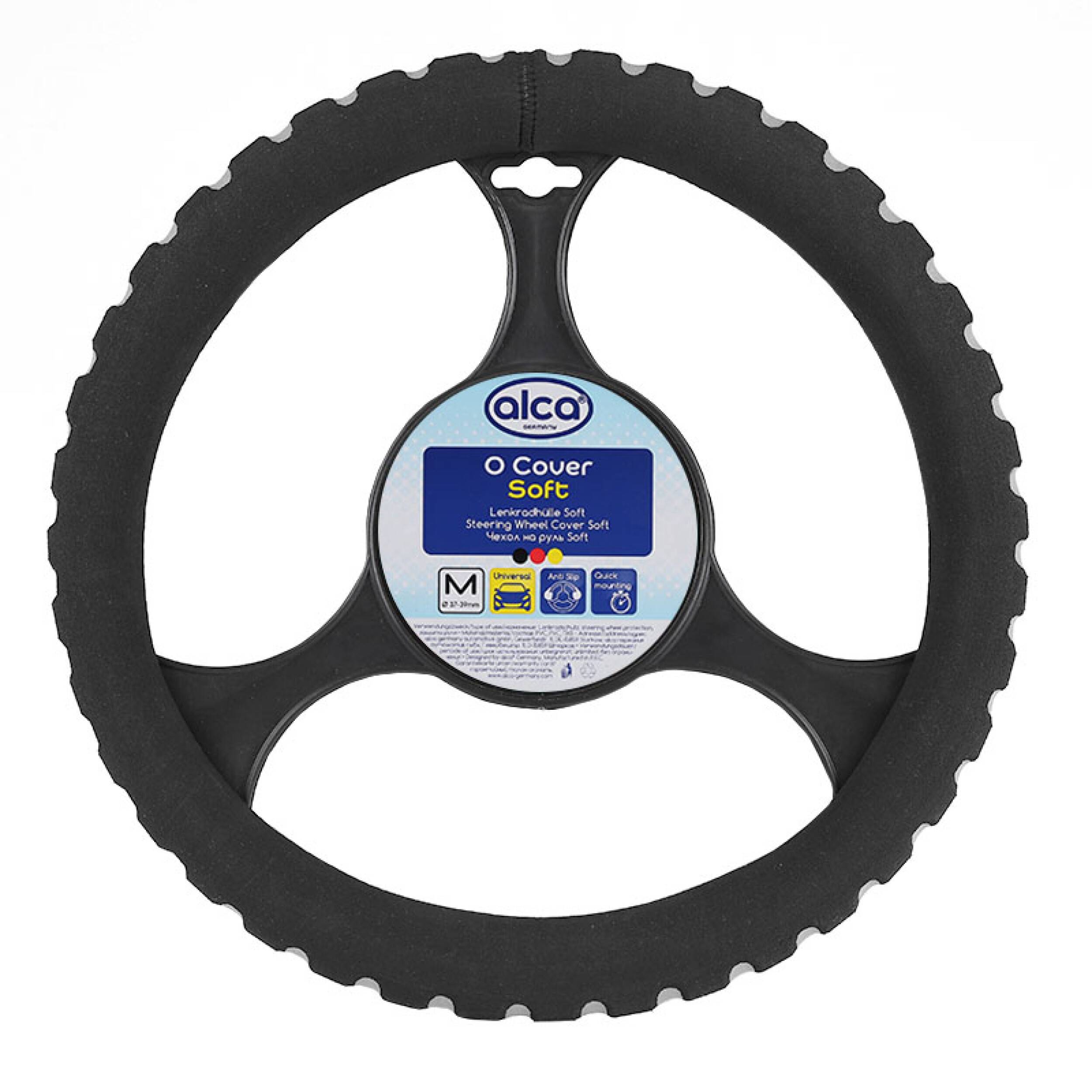 alca® Lenkradhülle SOFT grau schwarz 37-39 cm weicher Schaumstoff Universal Auto Lenkradbezug Lenkradschutz langlebig