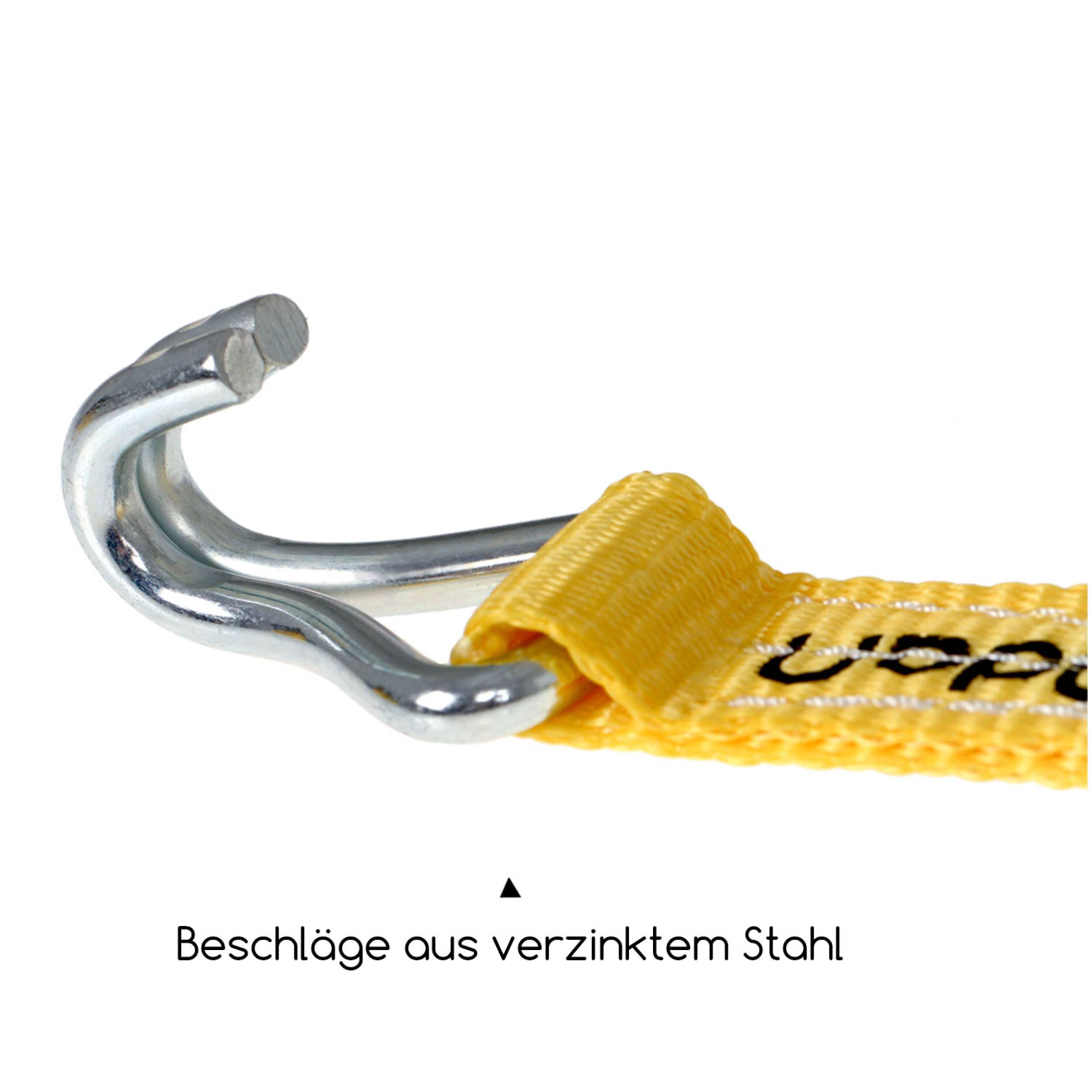 alca® Zurrgurt 1,5t 6m 25mm 1500 daN gelb verstellbar mit Ratsche + 2 Stahlhaken Ratschenspanner Spanngurt zertifiziert