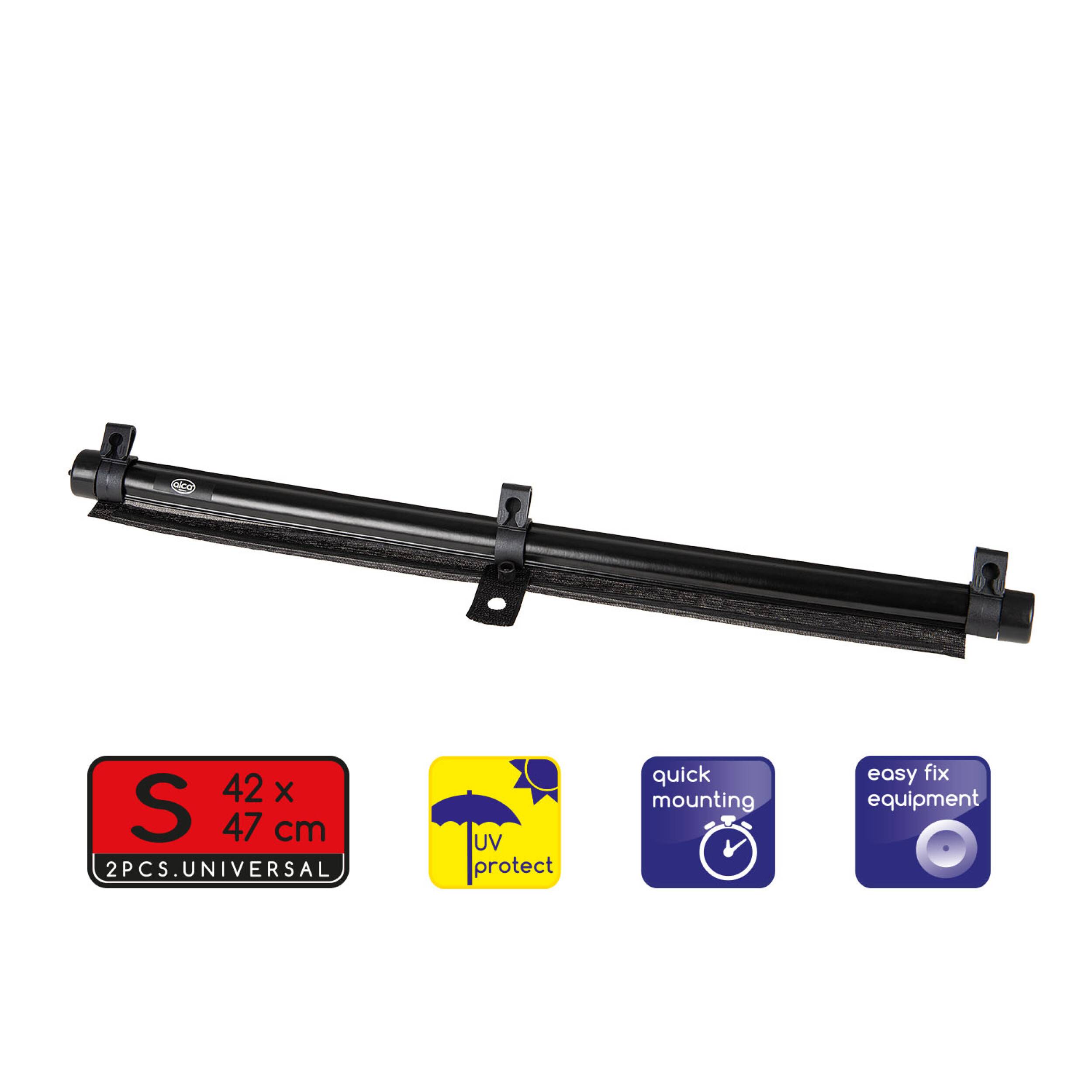 alca® Auto-Sonnenrollo 2 x 40 x 55 cm Autofenster Sonnenblende UV Schutz mit Saugnapf & Einhand-Einrollfunktion