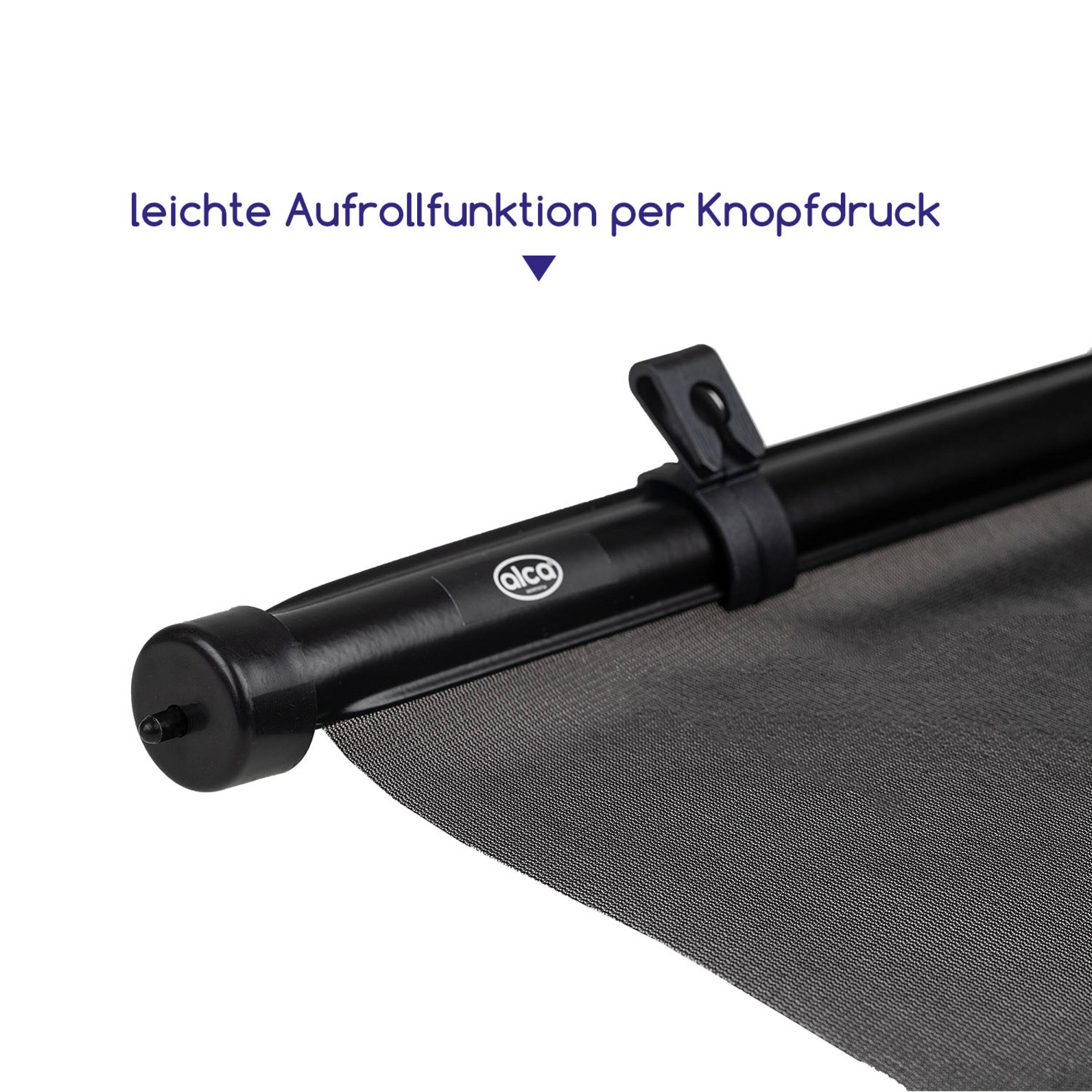 alca® Auto-Sonnenrollo 2 x 40 x 55 cm Autofenster Sonnenblende UV Schutz mit Saugnapf & Einhand-Einrollfunktion