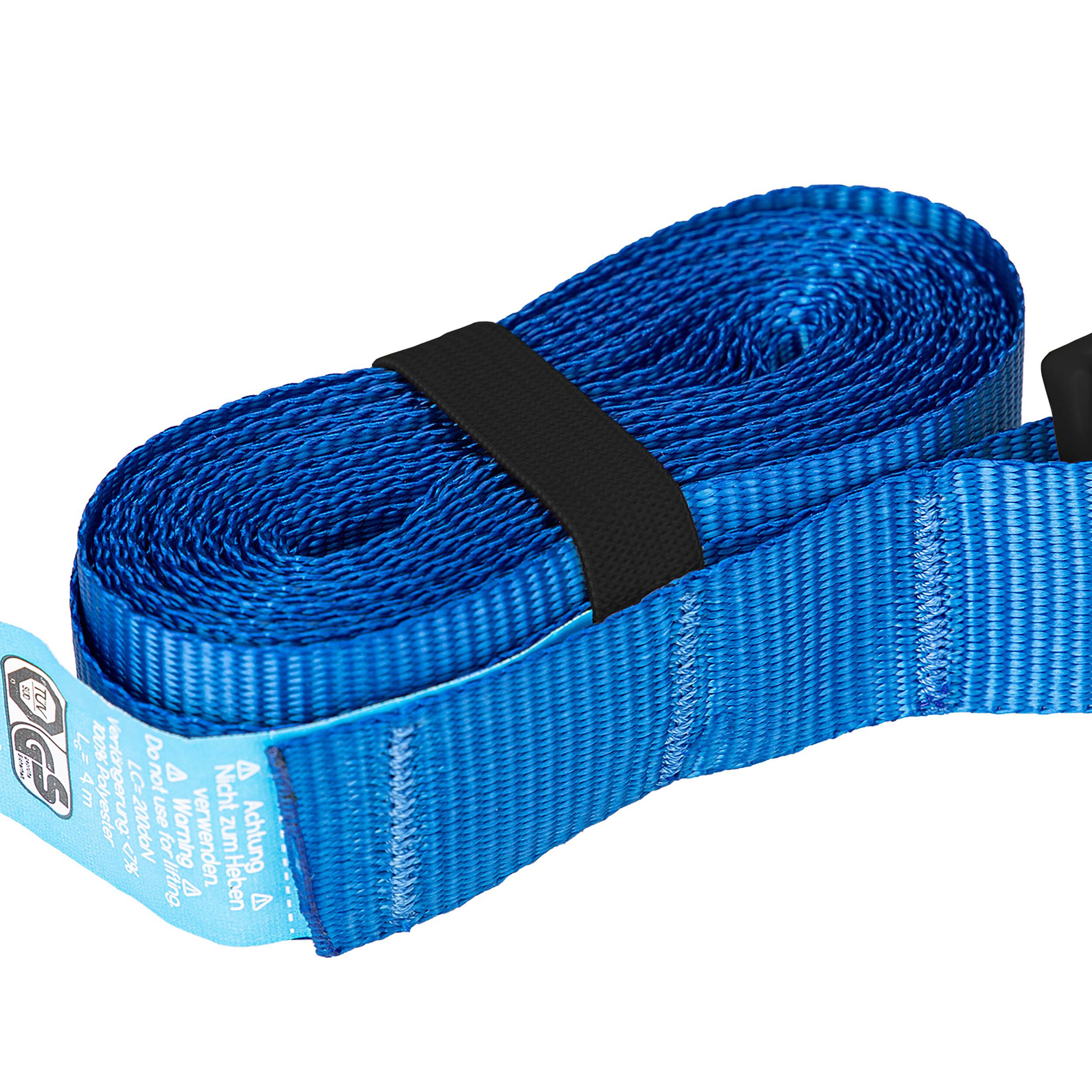 alca® Spanngurt mit Schnallenschutz 25 mm x 4,0 m, 200 daN, blau, verstellbar mit Klemmschloss, Zurrgurt, Spanner,