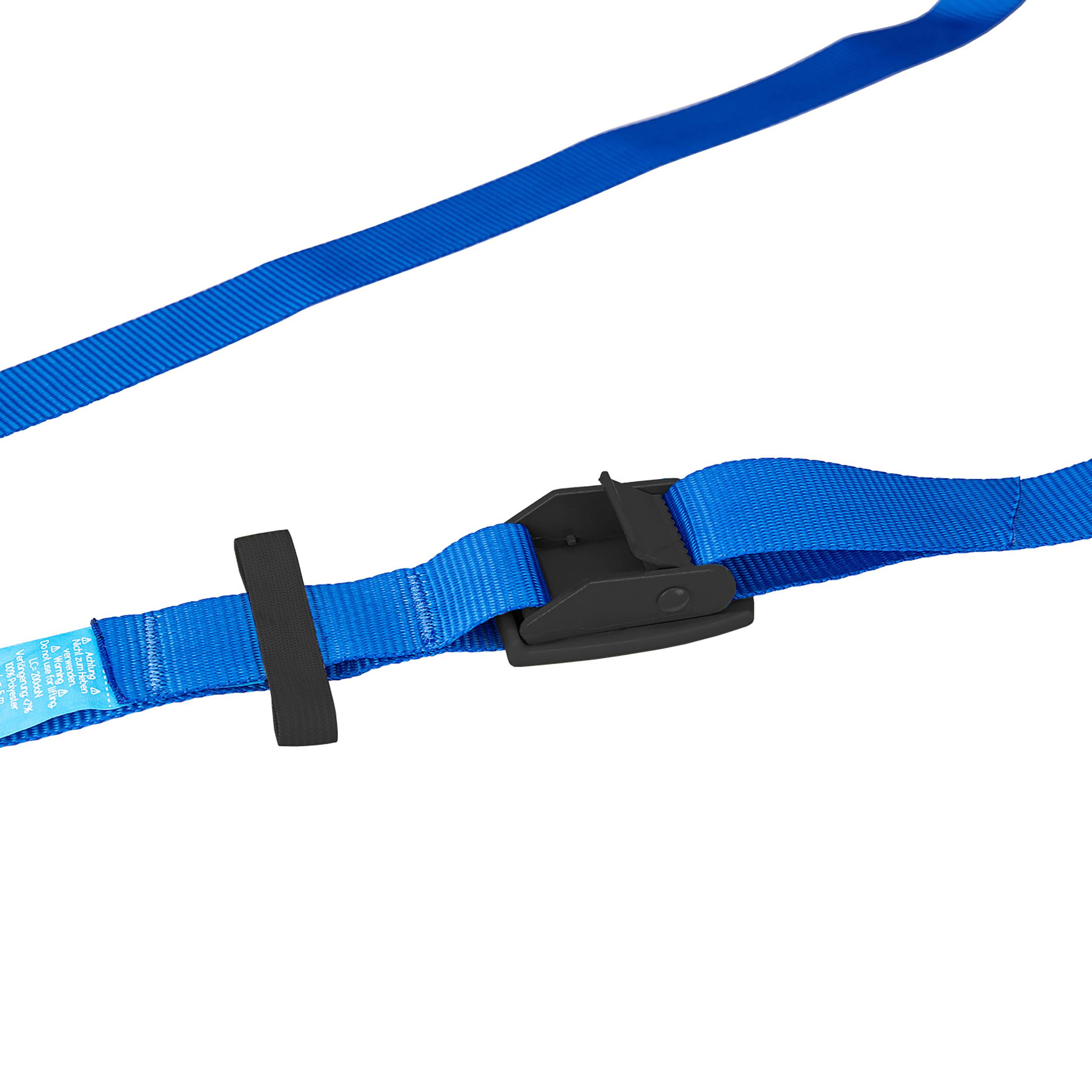 alca® Spanngurt mit Schnallenschutz 25 mm x 4,0 m, 200 daN, blau, verstellbar mit Klemmschloss, Zurrgurt, Spanner,