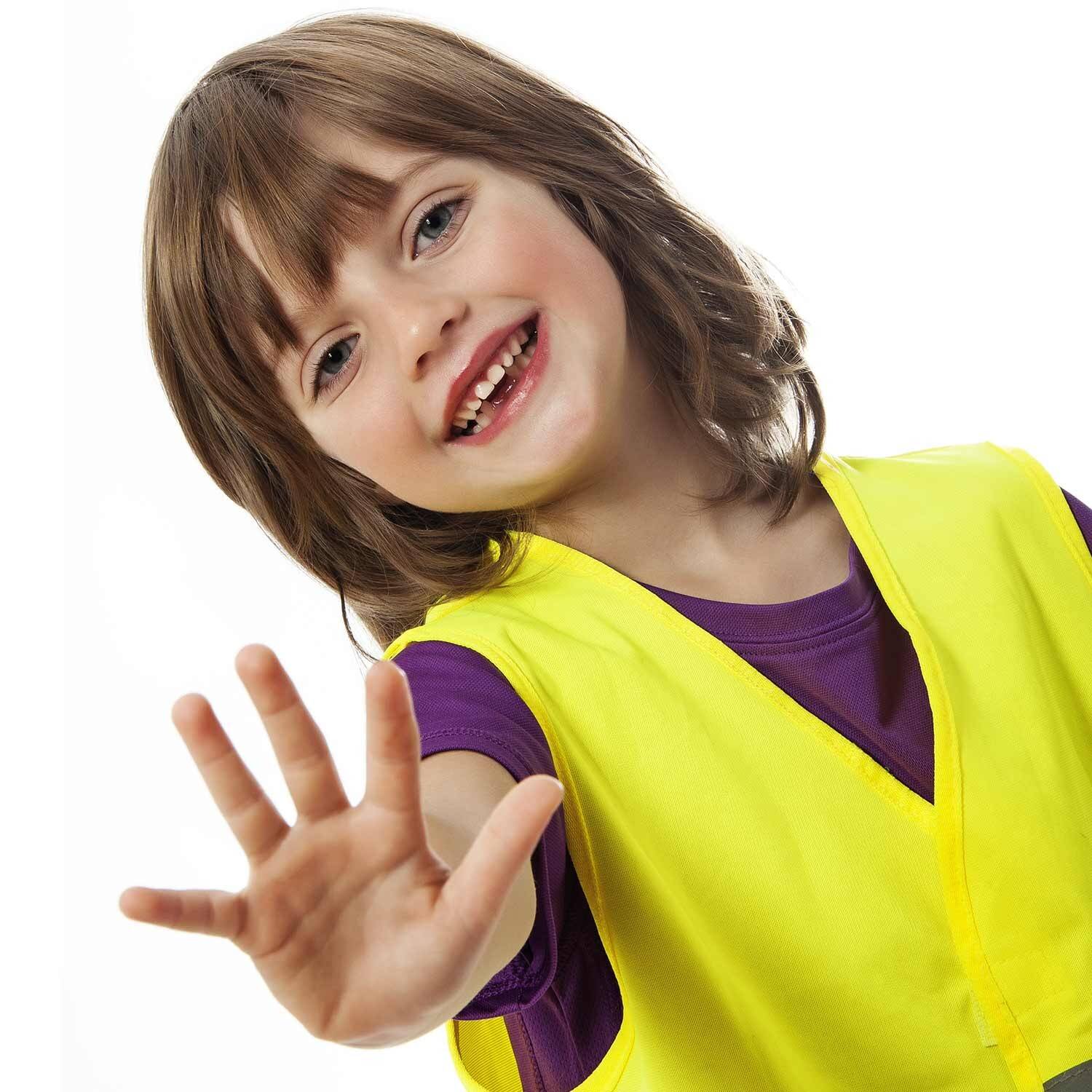 HEYNER® Warnweste Kinder 2er Set Leuchtend Gelb Reflektorweste Größe XS-S Geprüft & Zertifiziert DIN EN 1150:1999