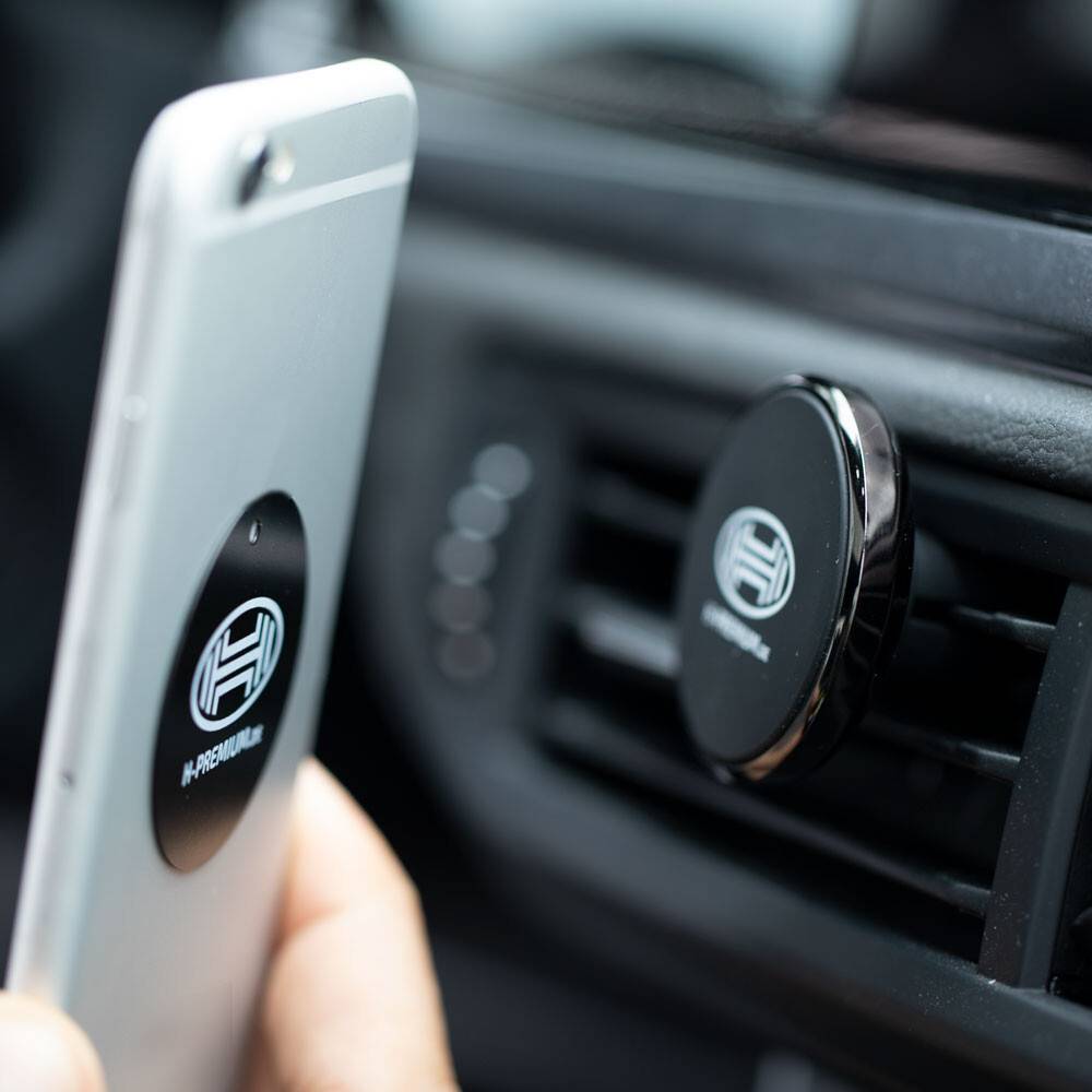 HEYNER® Telefonhalter Magnet Handyhalter Halter Navigationsgerät Auto Lüftungsgitter Universal schwarz Smartphone