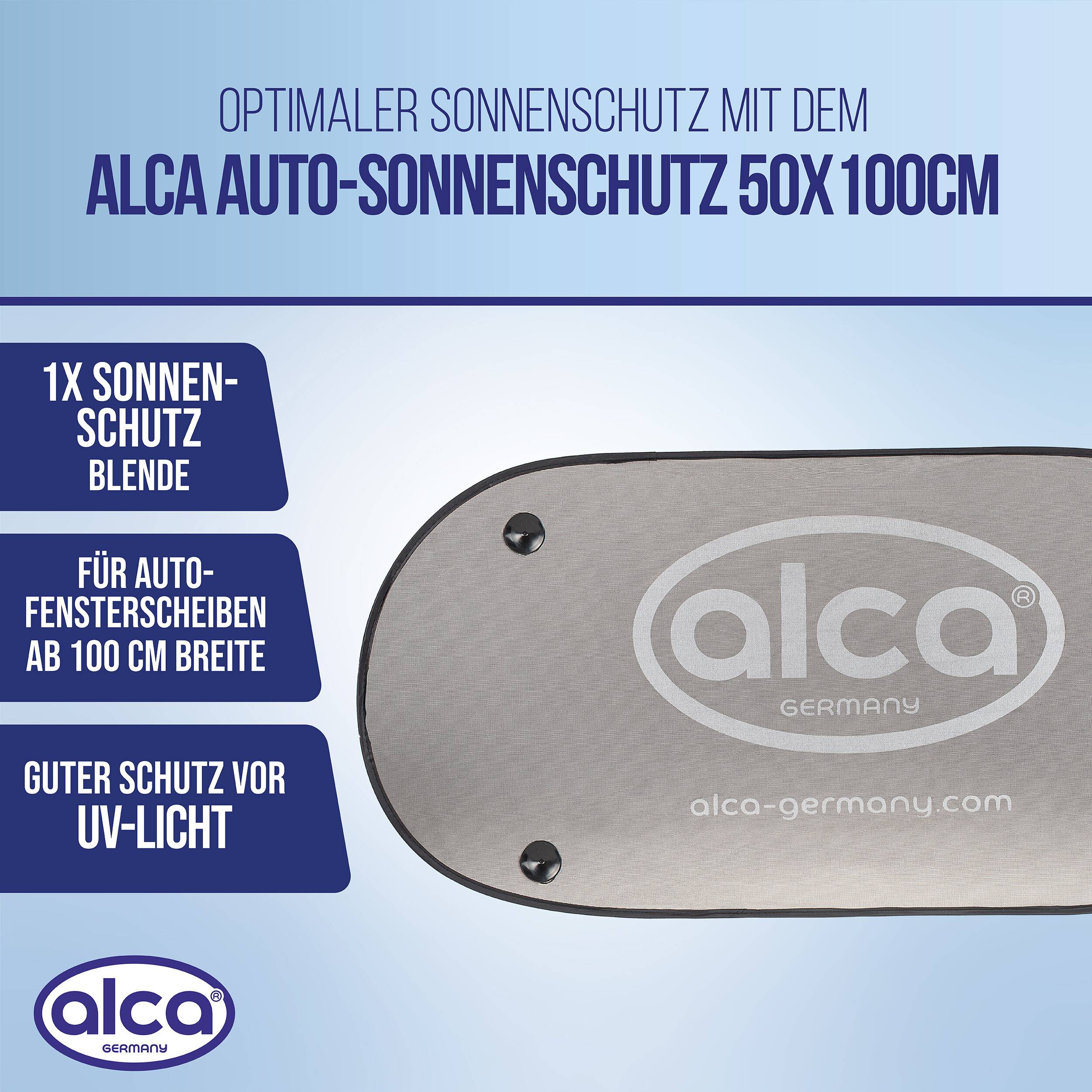alca® Auto-Sonnenschutz 100x50 cm, Sonnenblende für Autofenster UV-Schutz für die Innen-Scheibe, Verschattung