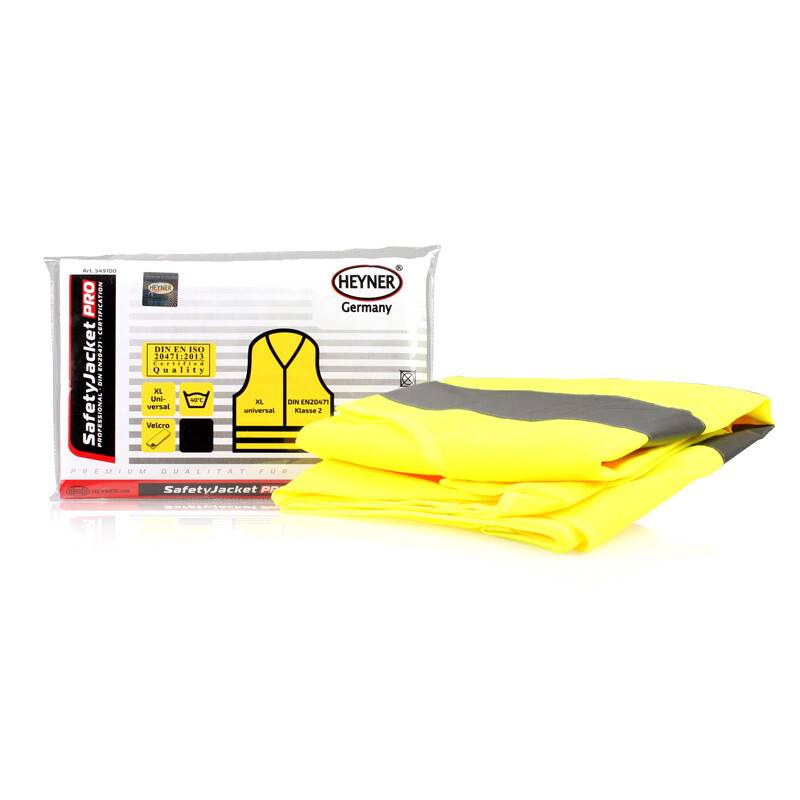 HEYNER® Warnweste mit Zertifikat Leuchtend Gelb XL Reflektorweste Atmungsaktiv Geprüft & Zertifiziert DIN EN 1150:1999