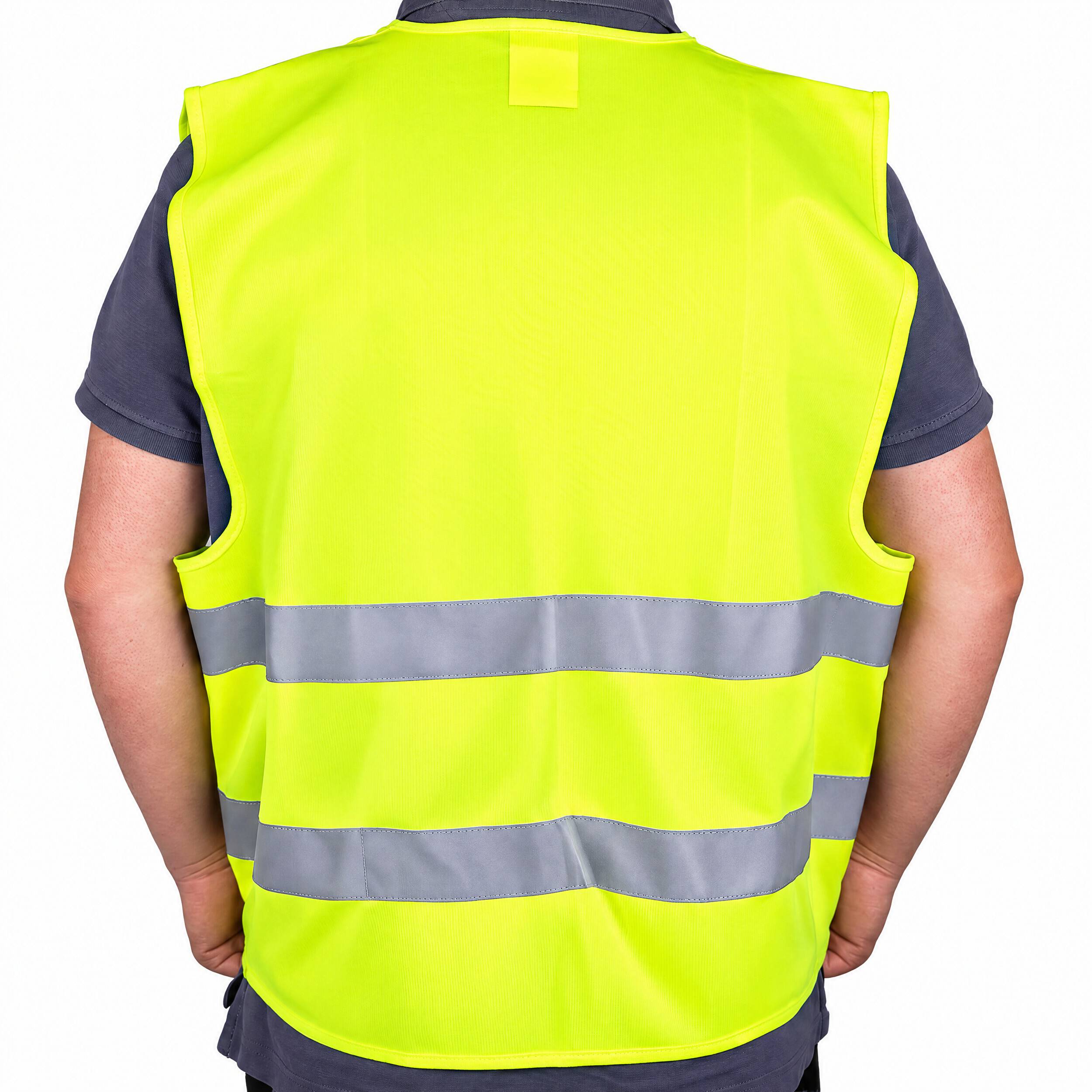 HEYNER® Warnweste Leuchtend Gelb, Größe XL, mit Aufbewahrungstasche Reflektorweste, seitlich geschlossen mit