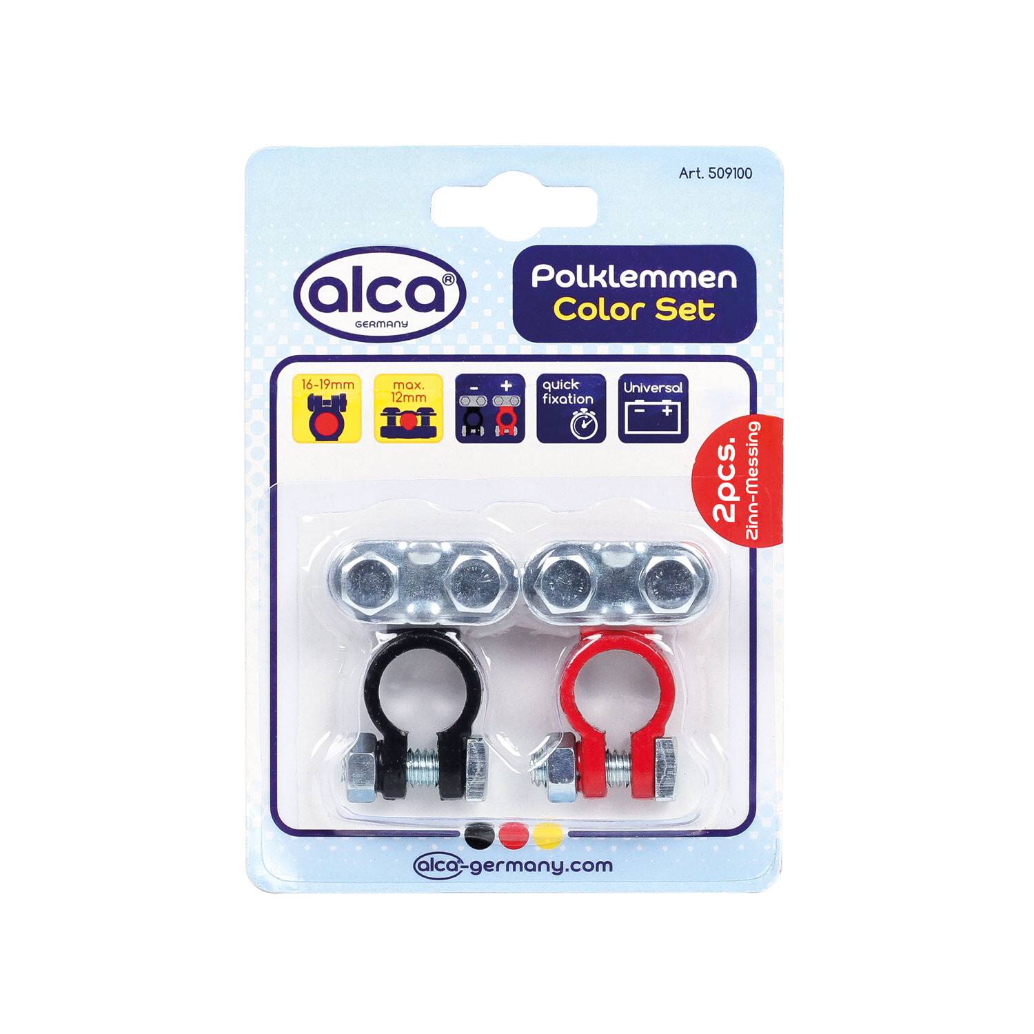 alca® Batterie-Polklemmen Set 2 St. rot/schwarz 6/12 Volt Autobatterie