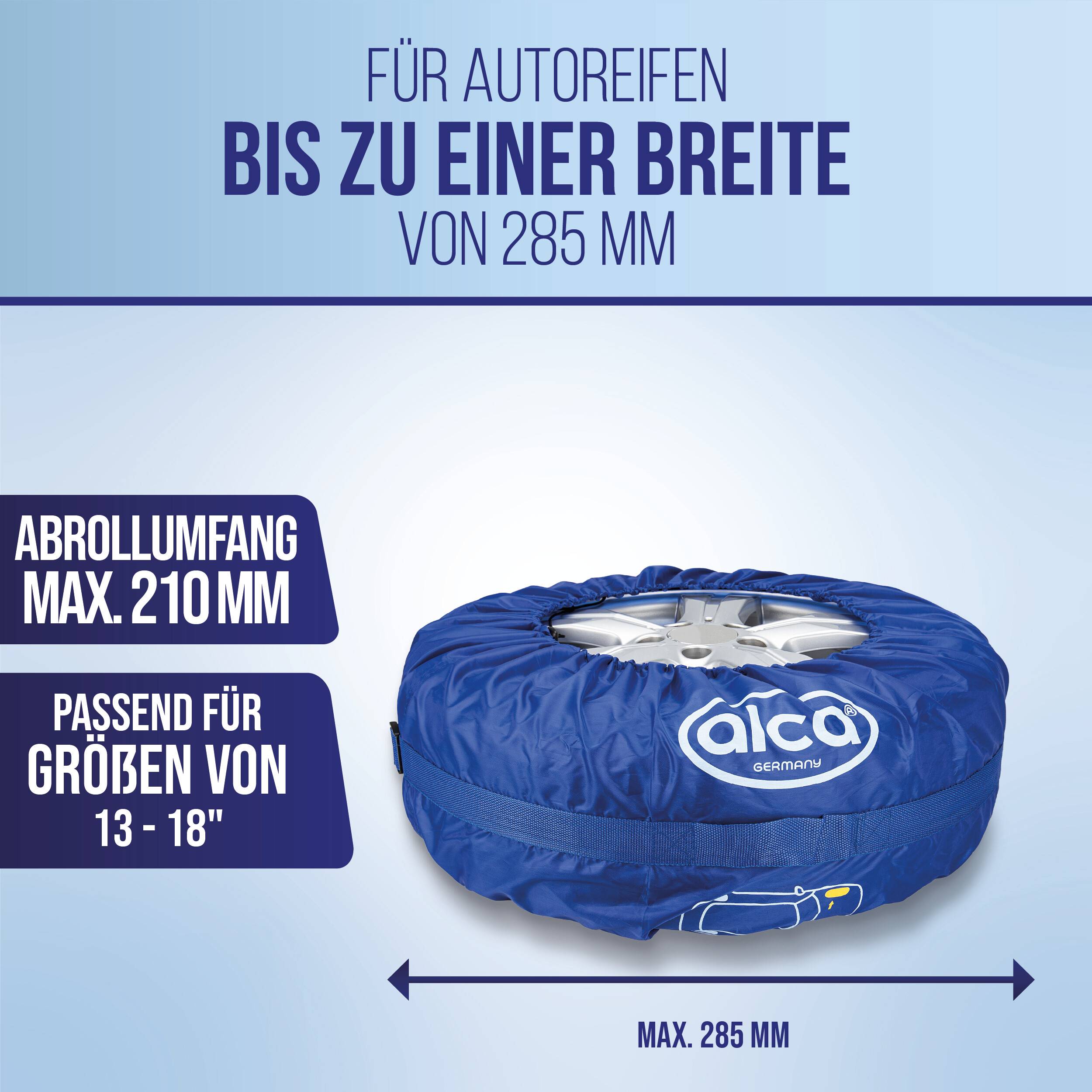alca® Auto Reifentaschen-Set mit Tragegriff und Reifenmarkierung 4-teilig, 13" - 18" für SUV