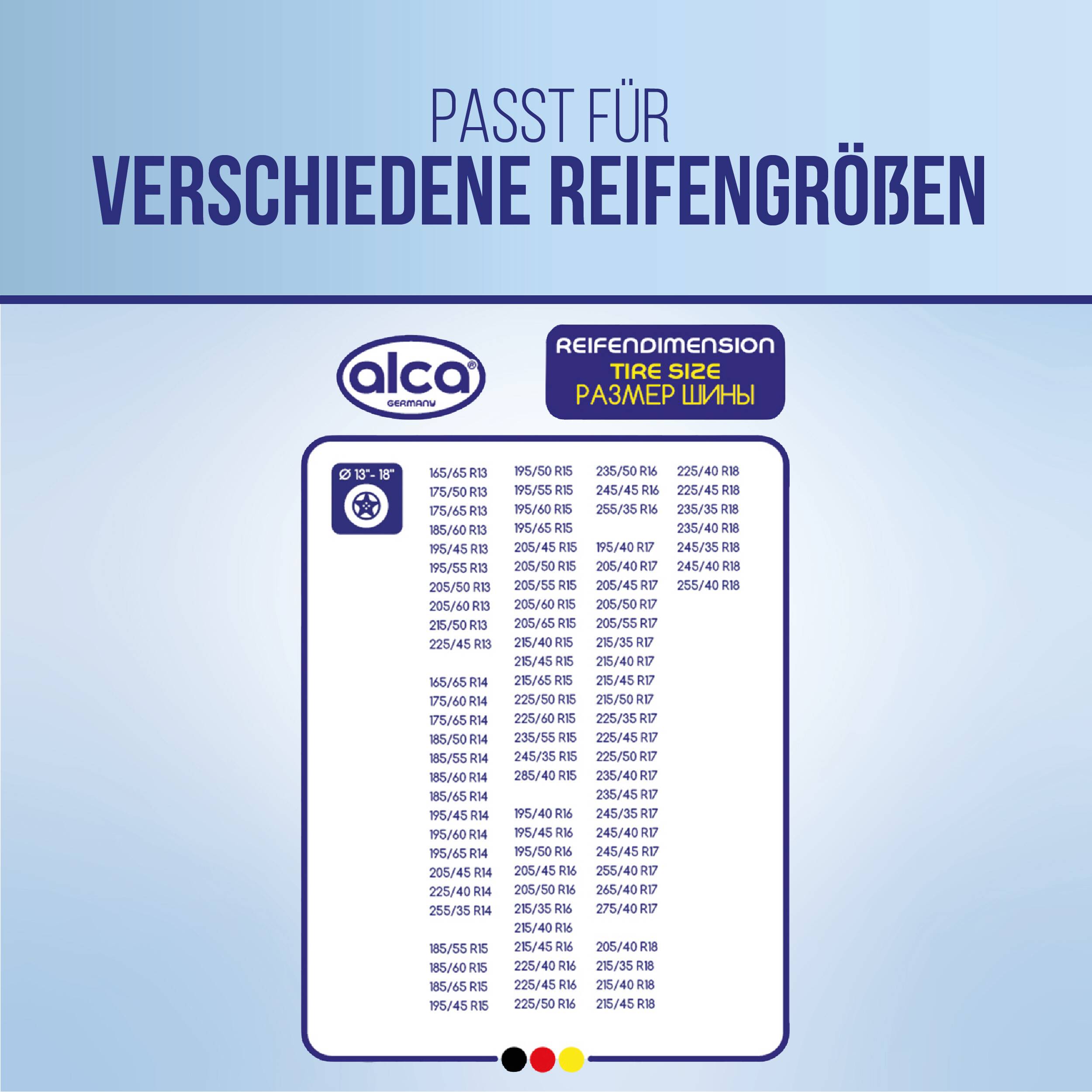 alca® Auto Reifentaschen-Set mit Tragegriff und Reifenmarkierung 4-teilig, 13" - 18" für SUV