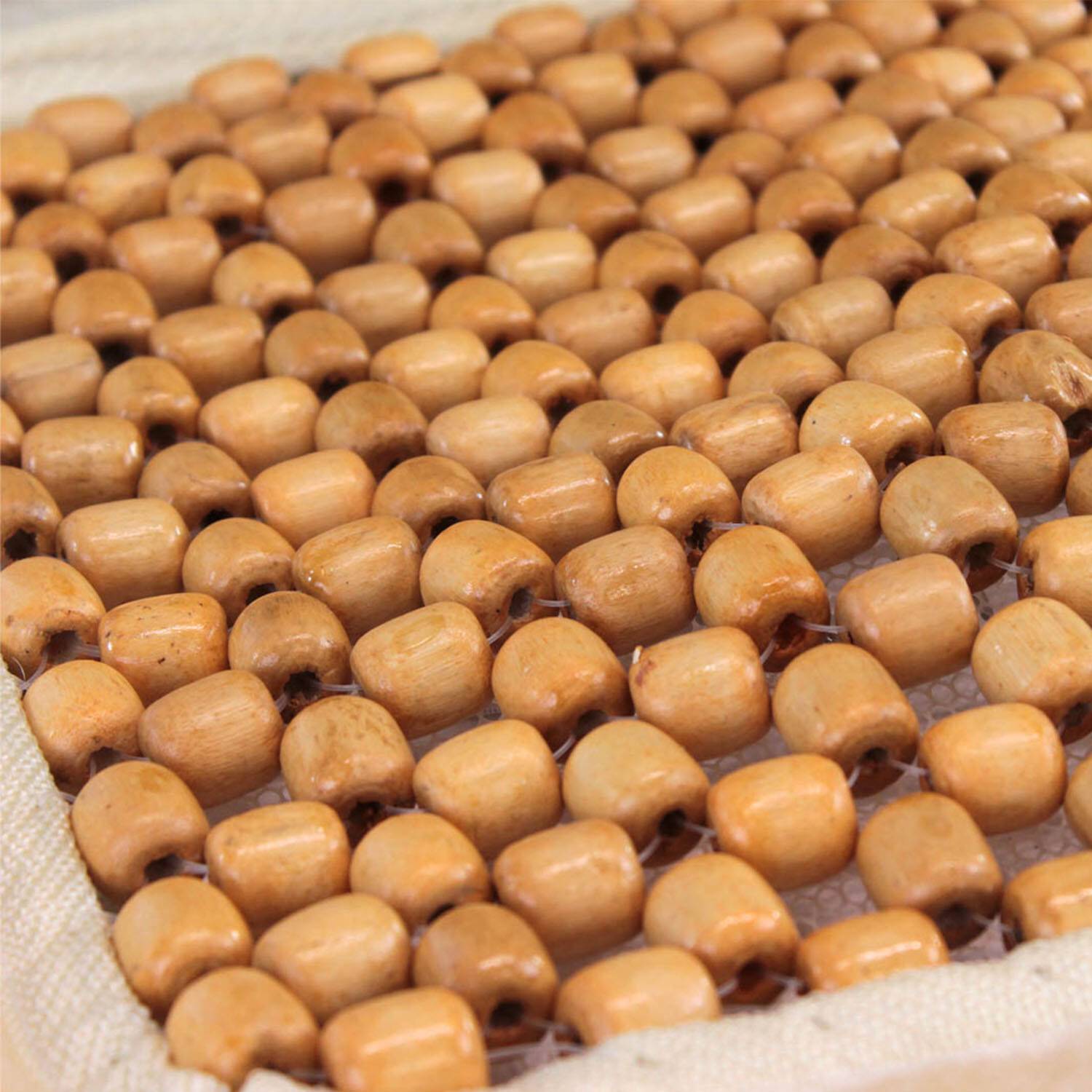 HEYNER® Holzkugel Sitzauflage beige – Auto Sitzbezug mit Massageeffekt, belüftet, universell für Fahrer & Beifahrer