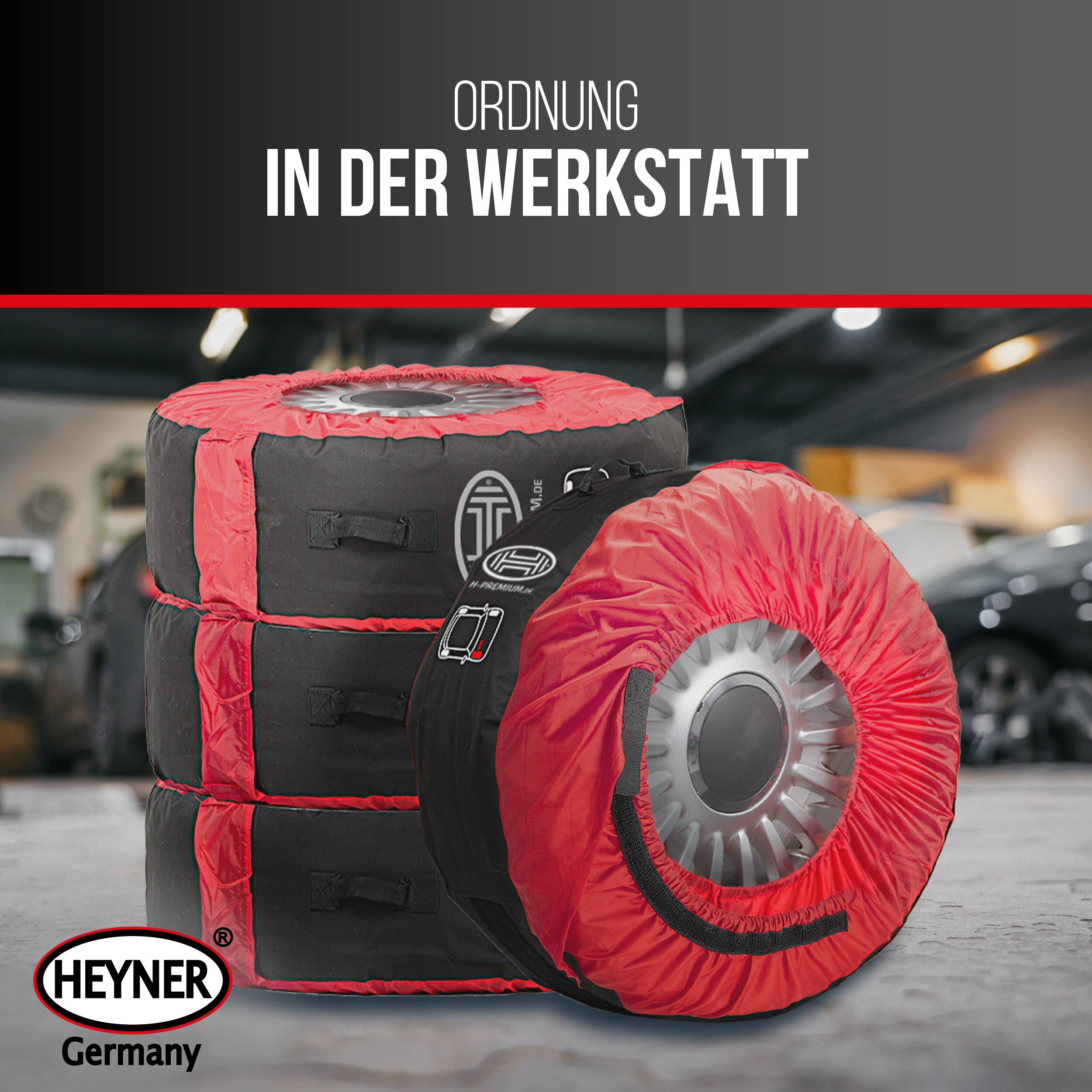 HEYNER® Reifentaschen Set 16-22 Zoll mit Klettverschluss, Reifenschutzhülle, Reifenschoner, 4er Set