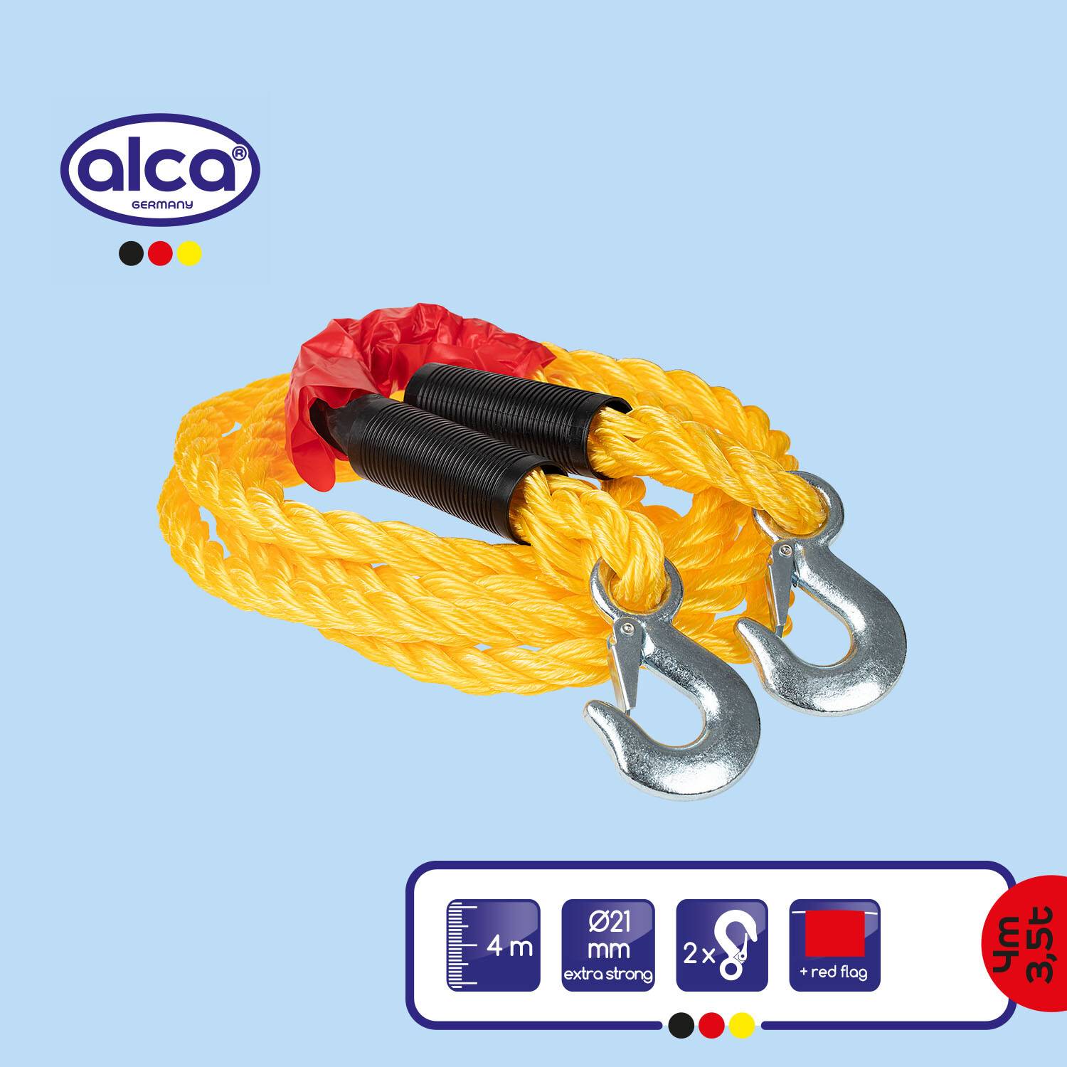alca® Abschleppseil Notfall-Abschleppgurt für Fahrzeuge 4,0 m / 21 mm /