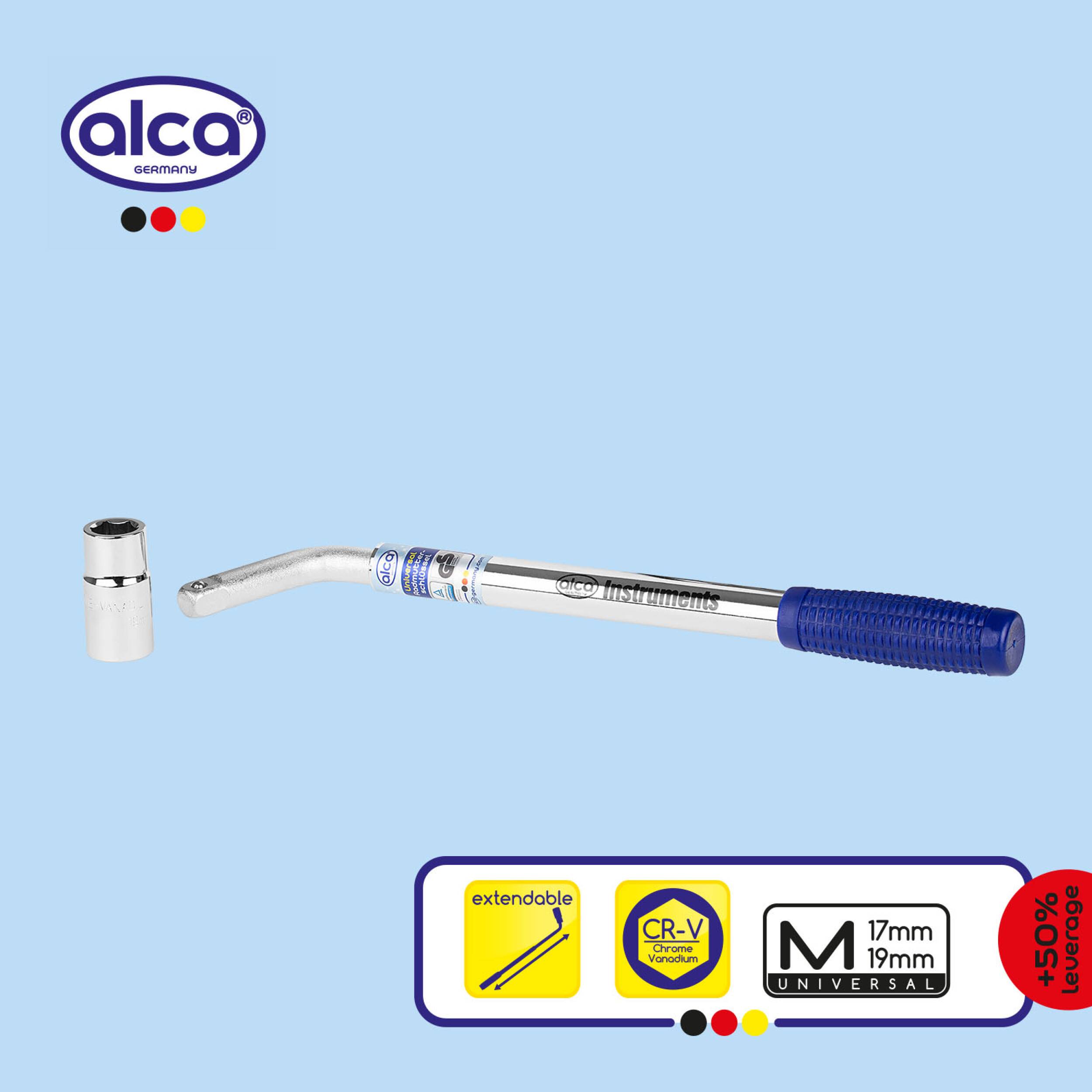 alca® Radmutterschlüssel Universal 17/19mm ausziehbar 35 - 53 cm mit rutschfestem Kunststoffgriff 1/2 Zoll Vierkant