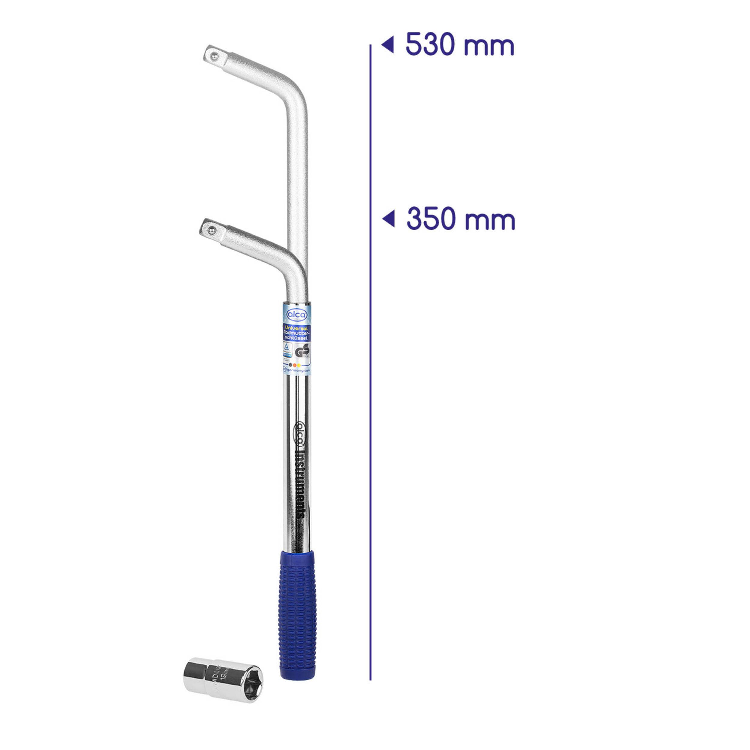 alca® Radmutterschlüssel Universal 17/19mm ausziehbar 35 - 53 cm mit rutschfestem Kunststoffgriff 1/2 Zoll Vierkant