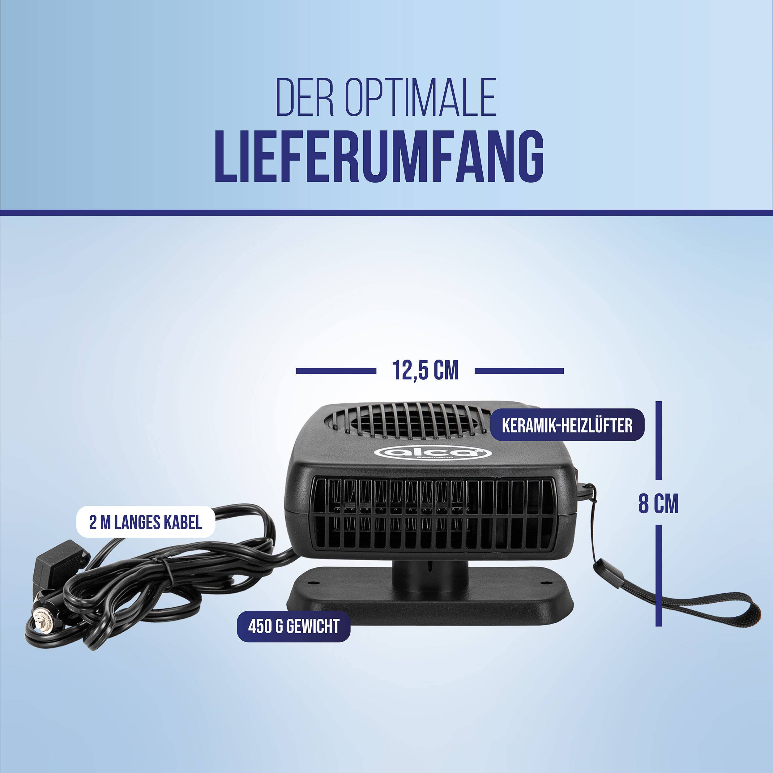 alca® Heizlüfter 12 V - 144W Auto Keramikheizung Ventilator Hot/Cool mini Lüfter Enteiser tragbar universal alle