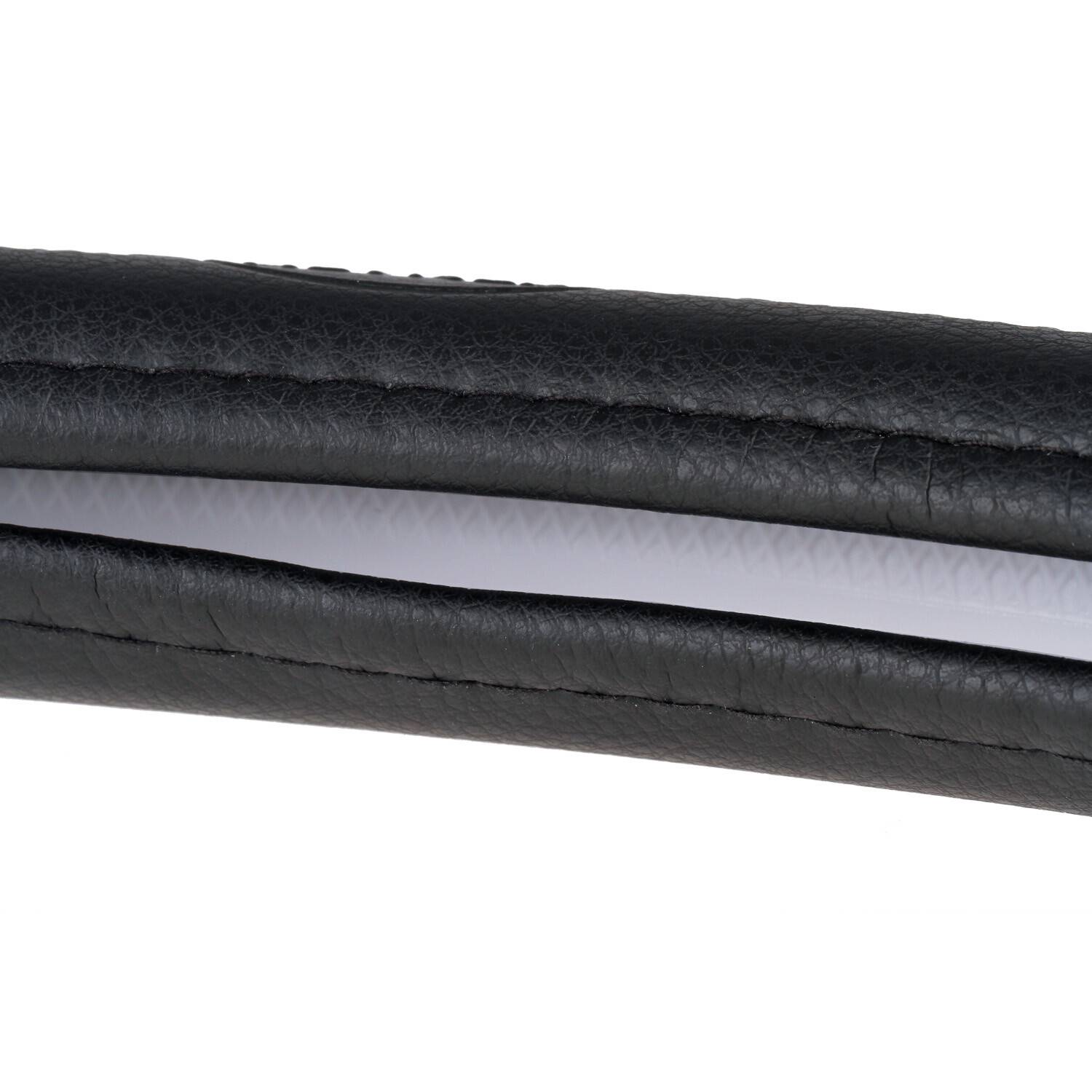 HEYNER® Lenkradhülle beige Auto 37-39 cm elegant Lenkradschoner schwarzes weiches Leder Universal griffsicher rutschfest