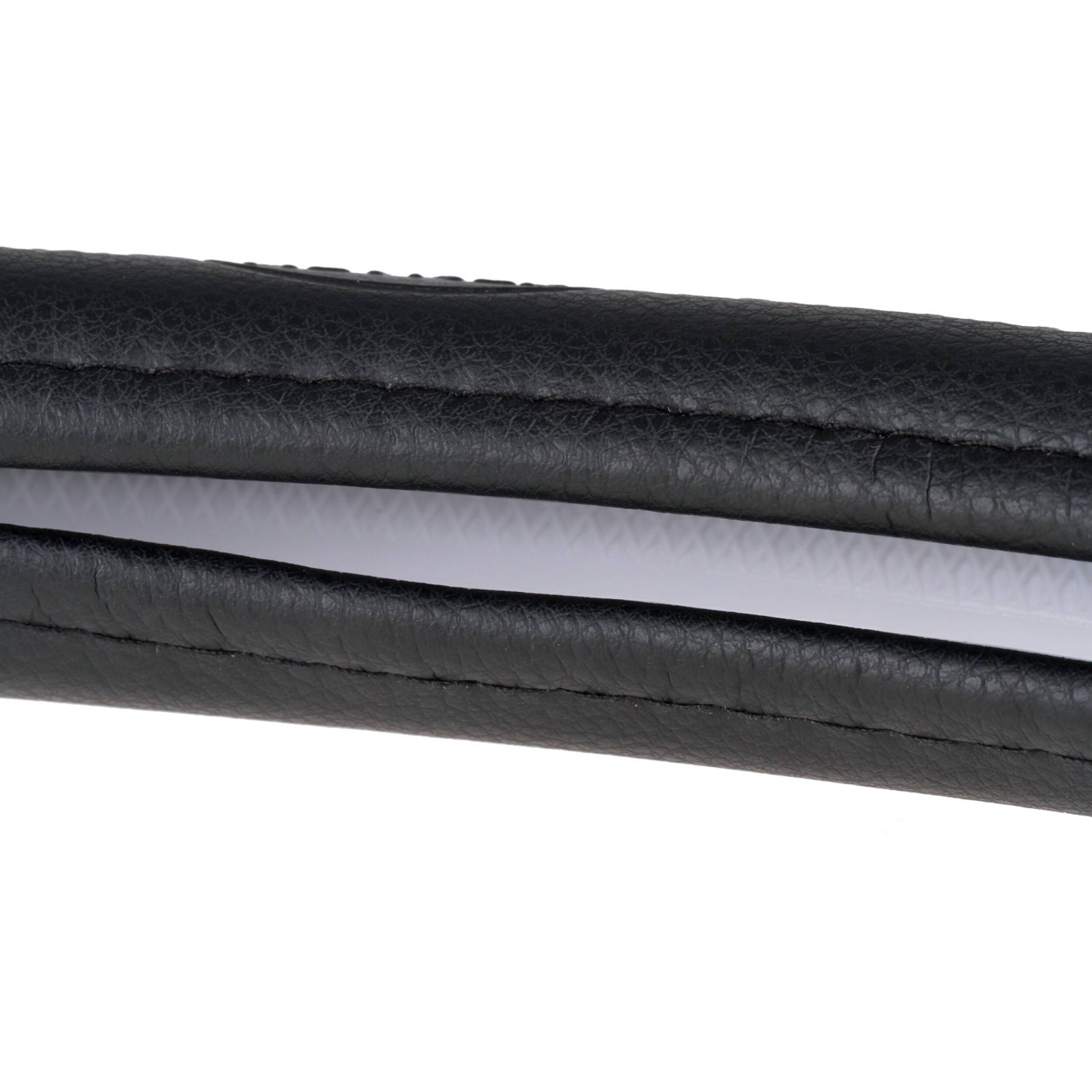 HEYNER® Lenkradhülle beige Auto 37-39 cm elegant Lenkradschoner schwarzes weiches Leder Universal griffsicher rutschfest