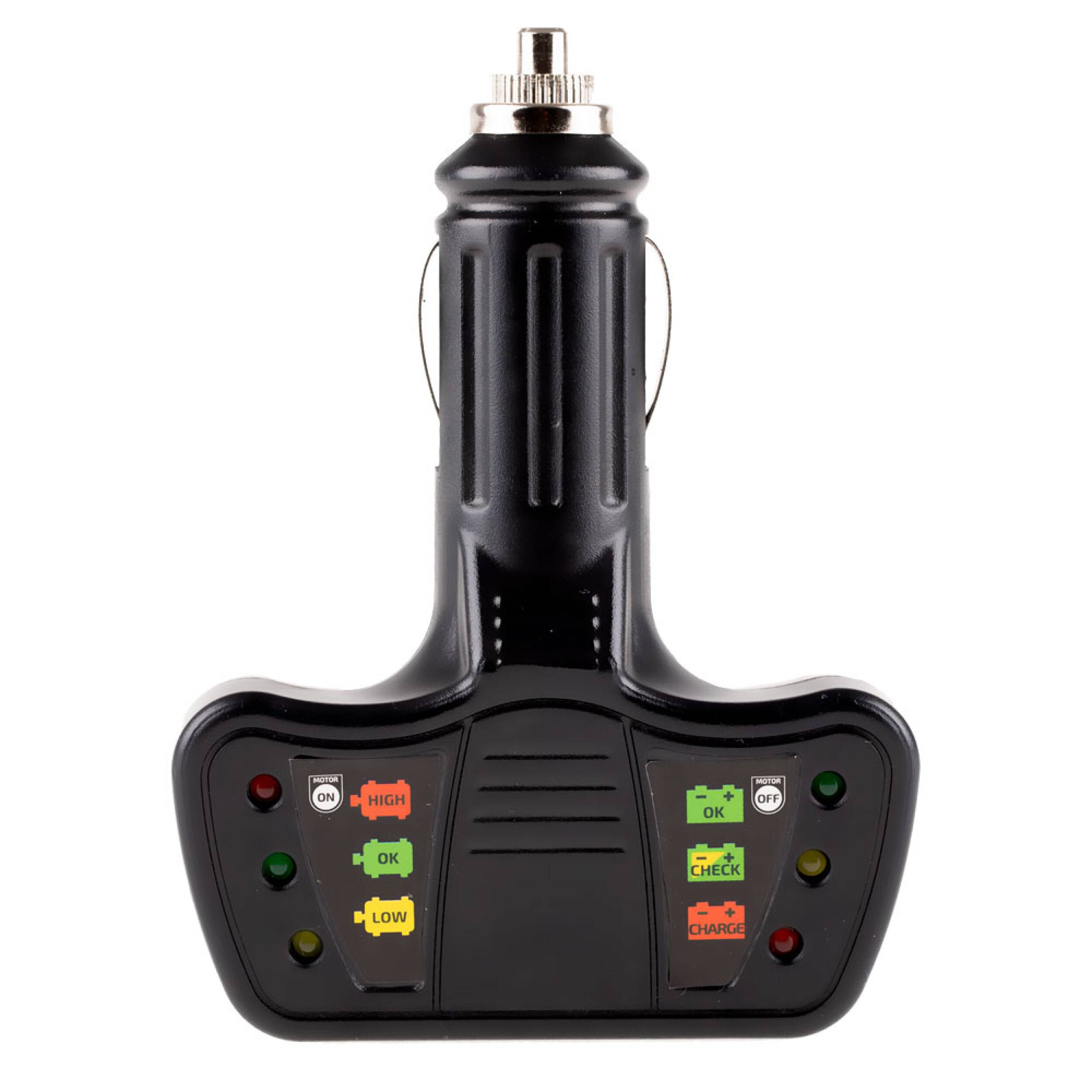 HEYNER® Batterieprüfer 12 V Spannungsmesser / Prüfgerät mit LED für Zigarettenanzünder Akku Energy TEST Batteriespannung